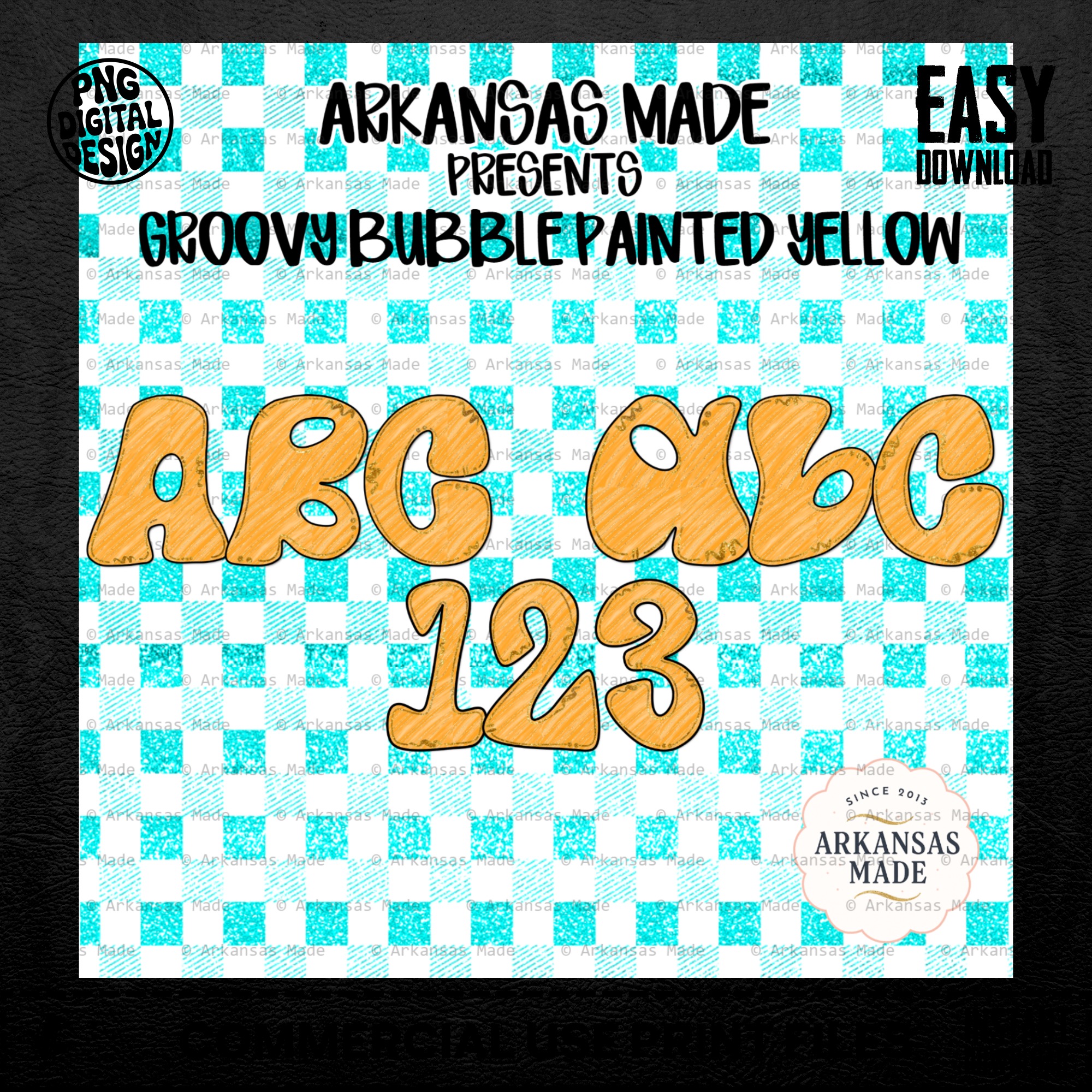 Groovy Bubble Letters Digital Alpha PNGs | Retro Painted Font 70s Style Alphabet Numbers Pack for Sublimation Crafts - Image 3