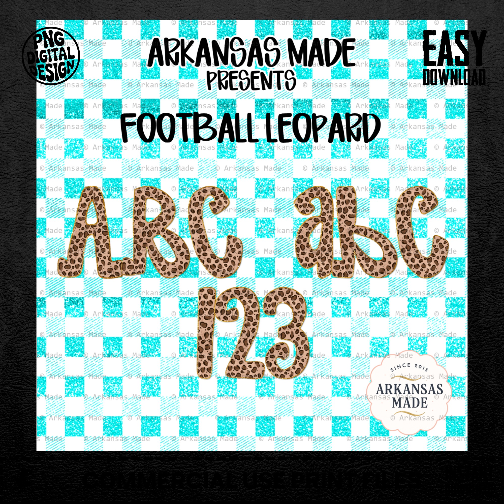 Leopard Print Alphabet PNG, Football Leopard Digital Alpha PNGs, Full Animal Print Font & Numbers for Game Day Crafts, Commercial Use - Image 3