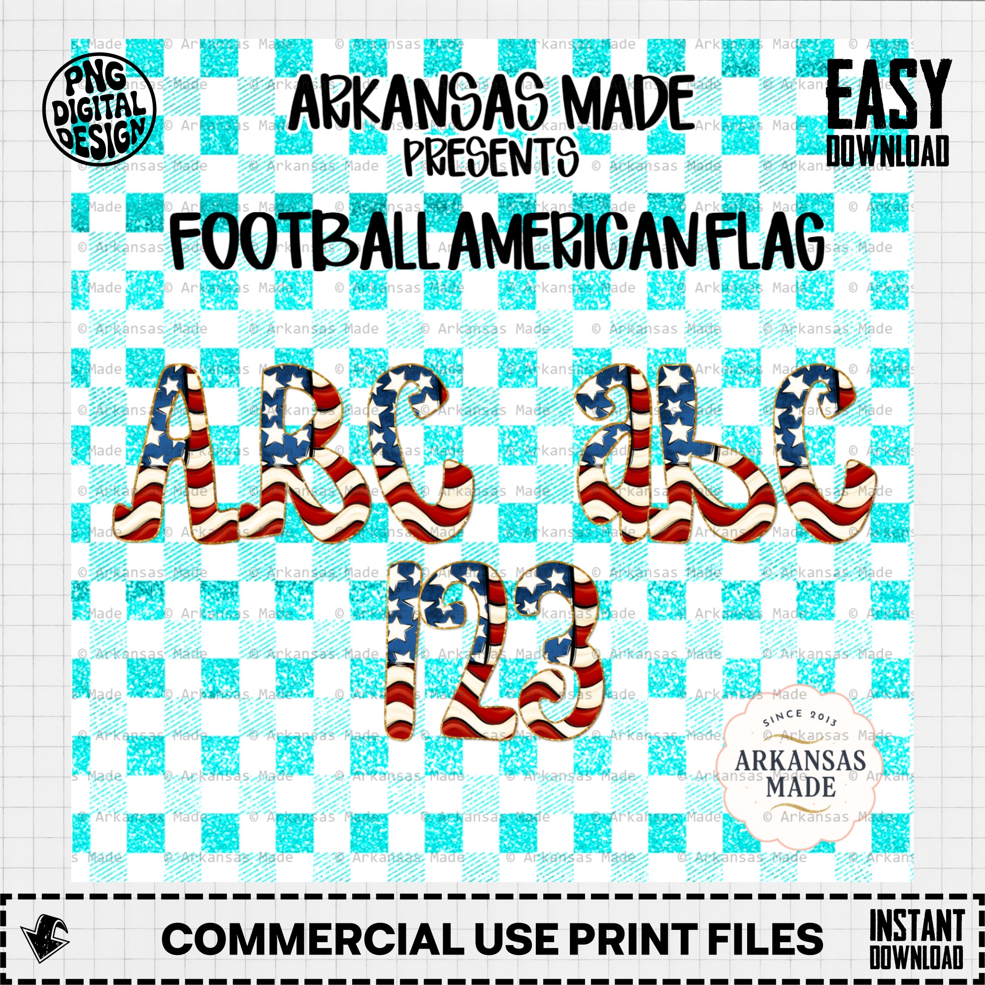 American Flag Alphabet PNG, Patriotic Stars Stripes Numbers Digital Alpha Pack, 4th of July Sublimation Design - Image 2