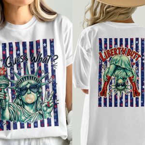 Sassy Statue of Liberty T-Shirt, Comfort Colors ® American Pop Art Bubble Gum Peace Sign Tee, Trendy Patriotic 4th of July Graphic Shirt