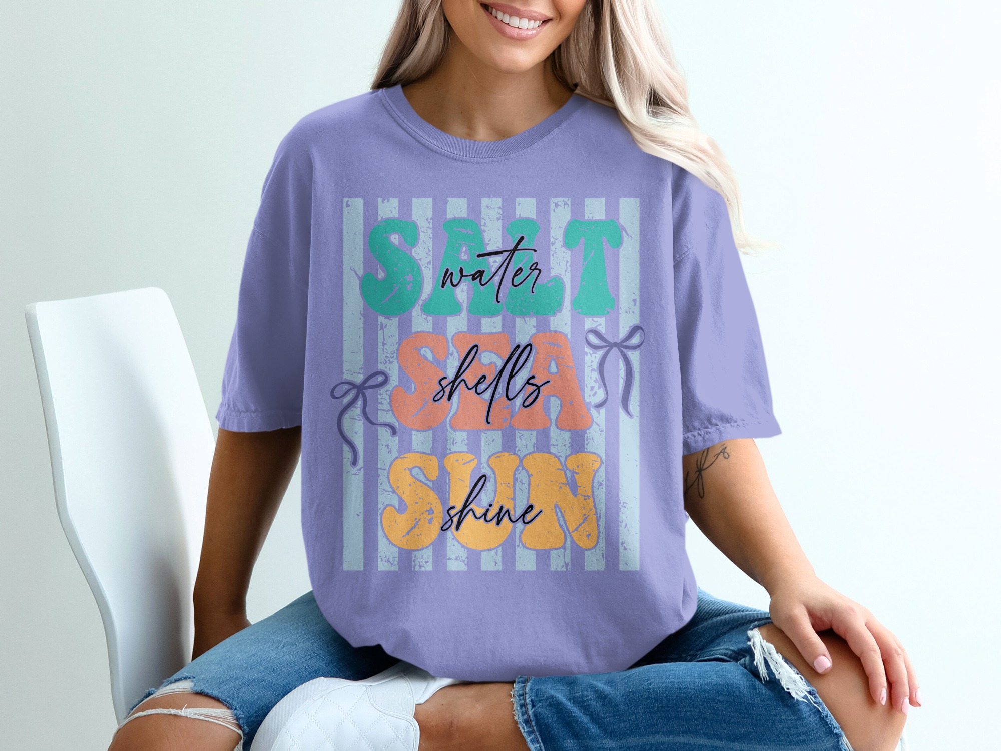 Salt Sea Sun T-Shirt | Beach Lover Tee | Summer Vacation Vibes | Coastal Graphic Shirt for Women | Retro Beachy Top - Image 18