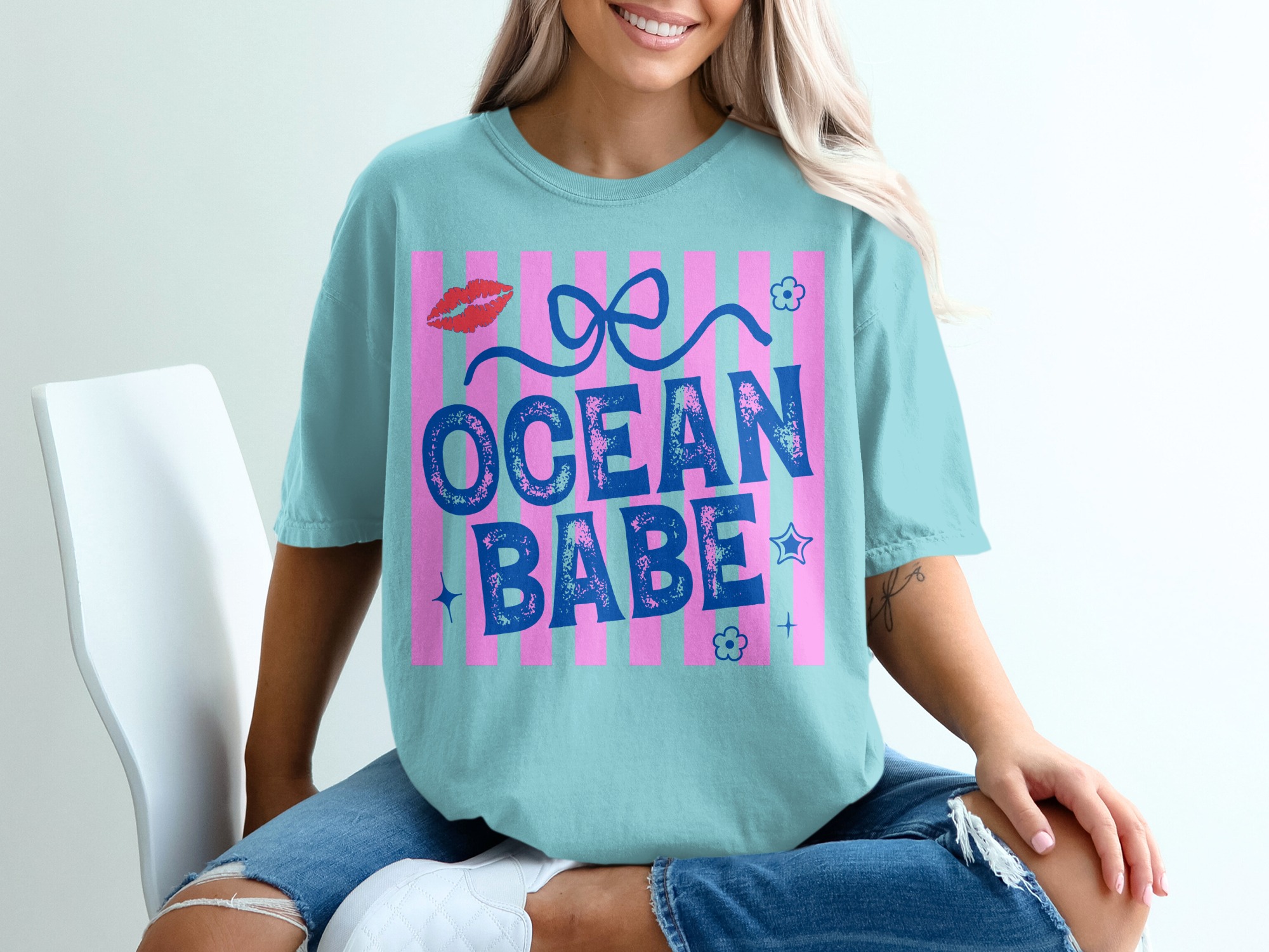 Ocean Babe T-Shirt, Y2K Beach Vacation Tee, Trendy Summer Shirt for Her, Coastal Aesthetic Top, Fun Bachelorette Trip Gift - Image 19