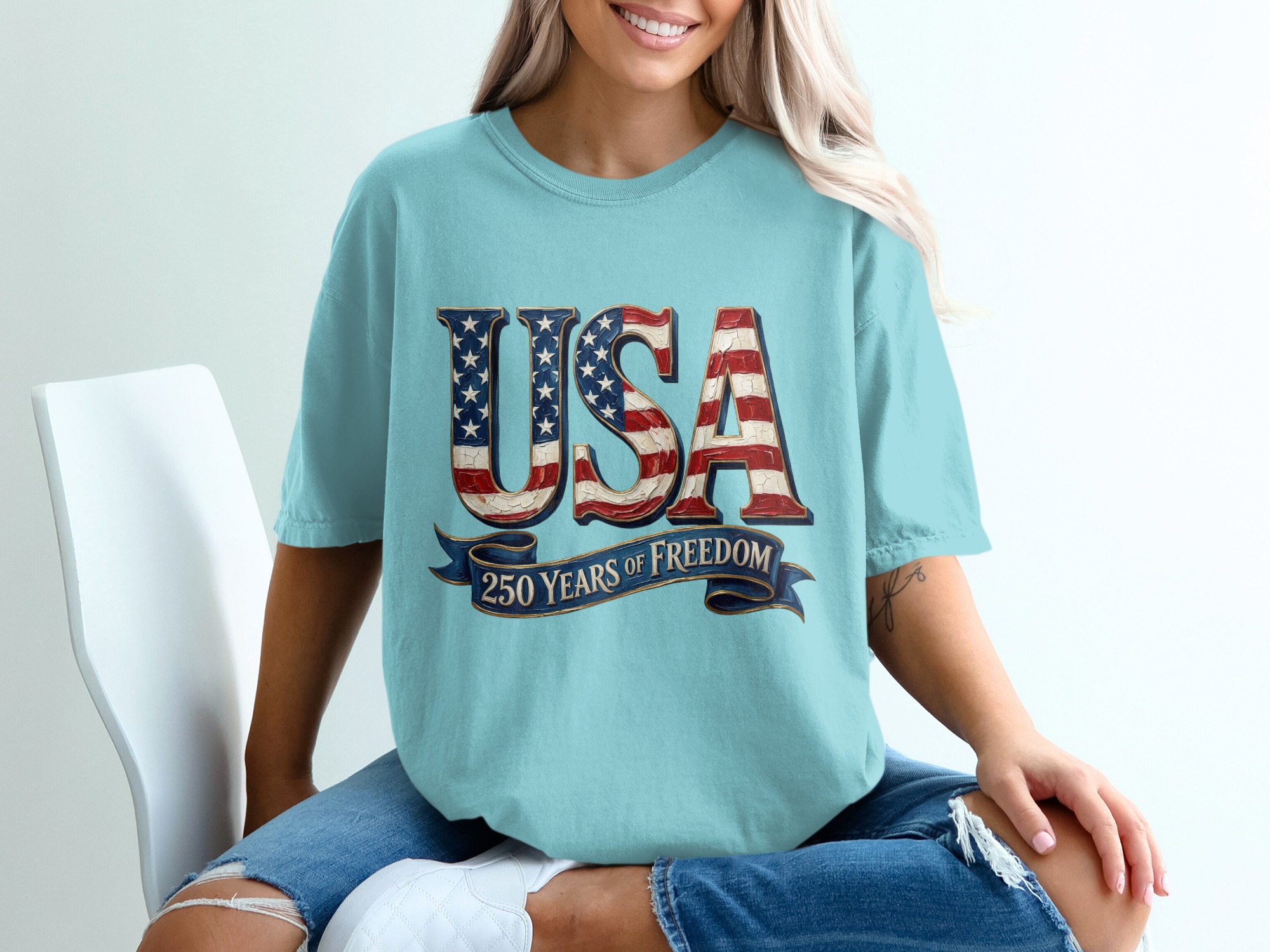 USA 250 Years of Freedom T-Shirt, Patriotic American Anniversary Tee, Vintage Flag Design, Independence Day Gift, Freedom Celebration Shirt - Image 19