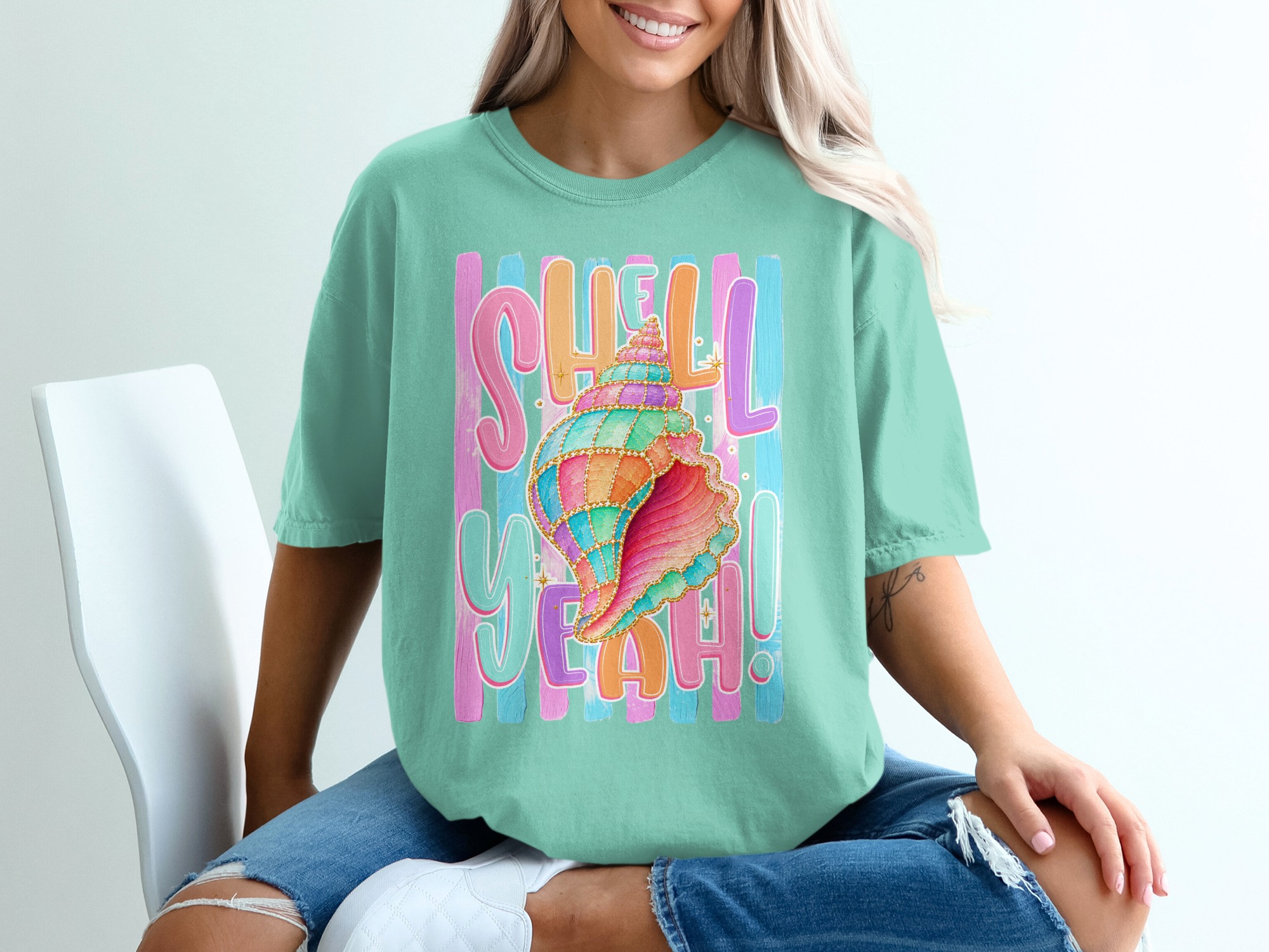 Comfort Colors ® Shell Yeah T-Shirt, Vibrant Seashell Beach Tee, Summer Vacation Coastal Shirt, Preppy Beachy Gift for Her, Fun Ocean Pun - Image 10