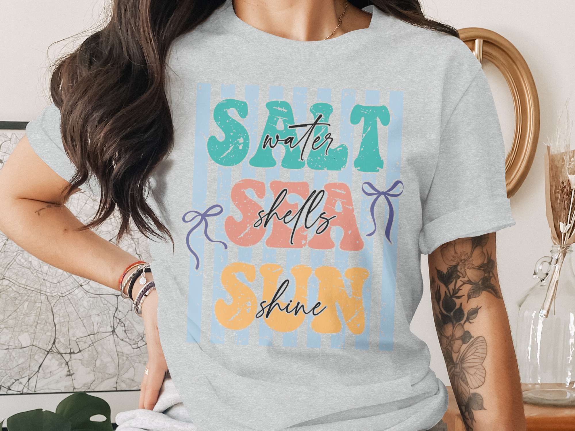 Salt Sea Sun T-Shirt | Beach Lover Tee | Summer Vacation Vibes | Coastal Graphic Shirt for Women | Retro Beachy Top - Image 2