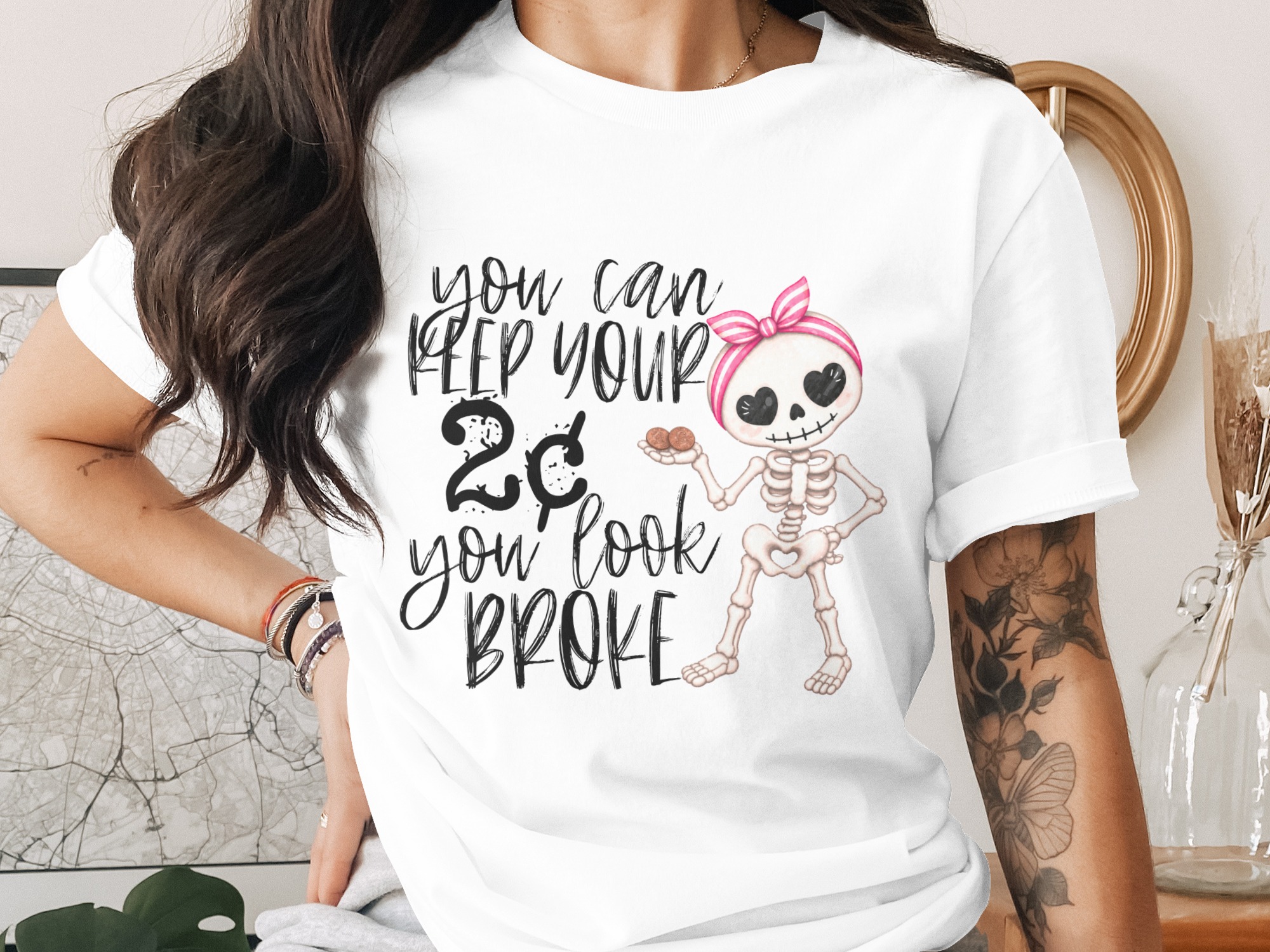 Sarcastic Skeleton 'Keep Your 2 Cents' T-Shirt