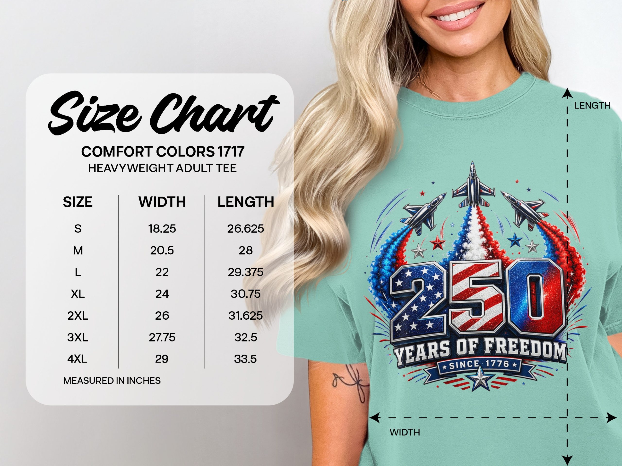 250 Years of Freedom T-Shirt | Patriotic US Independence Day Since 1776 Tee | Military Veteran American History Gift - Image 6