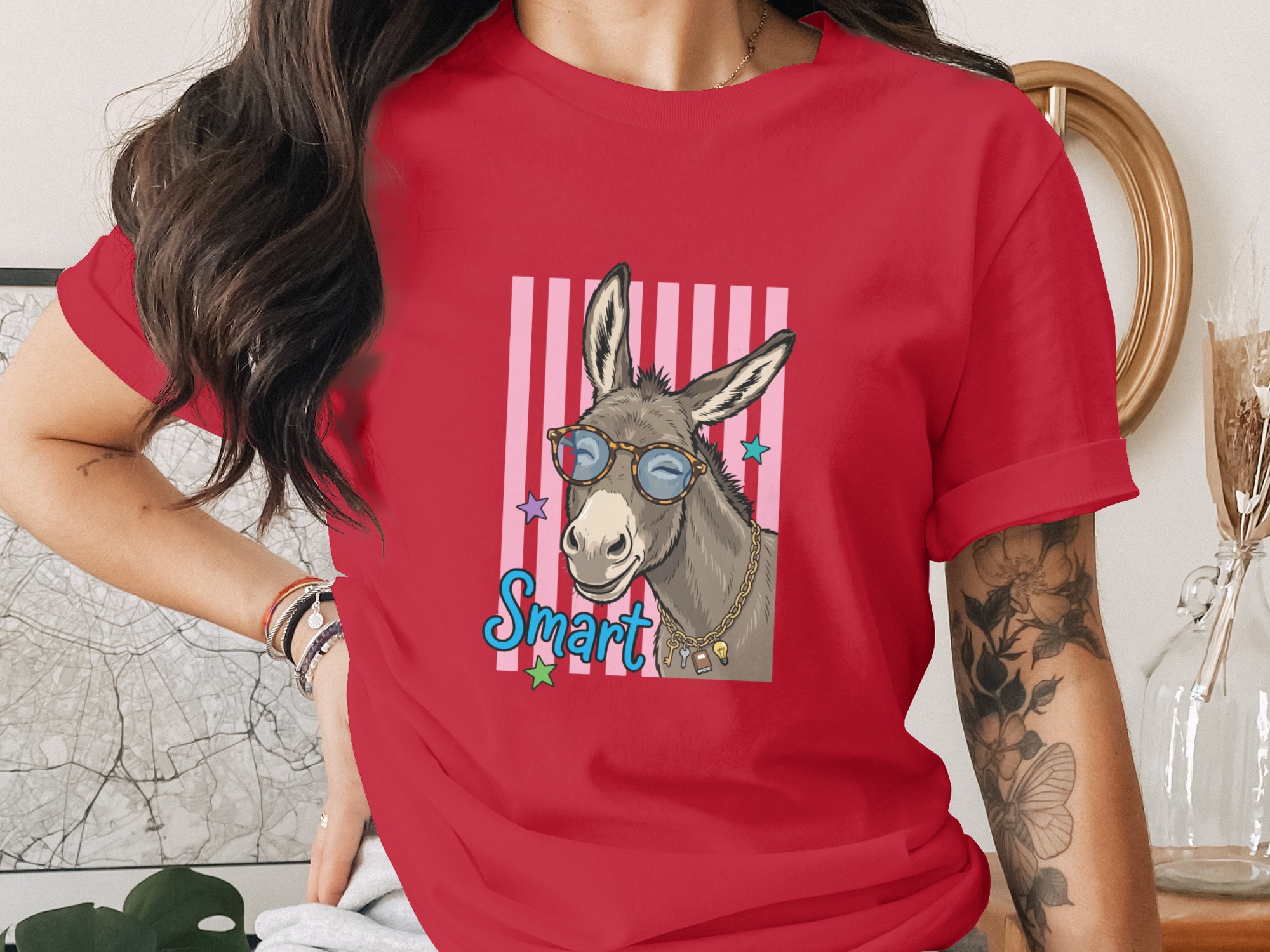 Comfort Colors® Smart Donkey T-Shirt, Funny Animal Tee, Cute Donkey with Glasses Shirt, Humorous Graphic Apparel, Quirky Gift Idea - Image 4