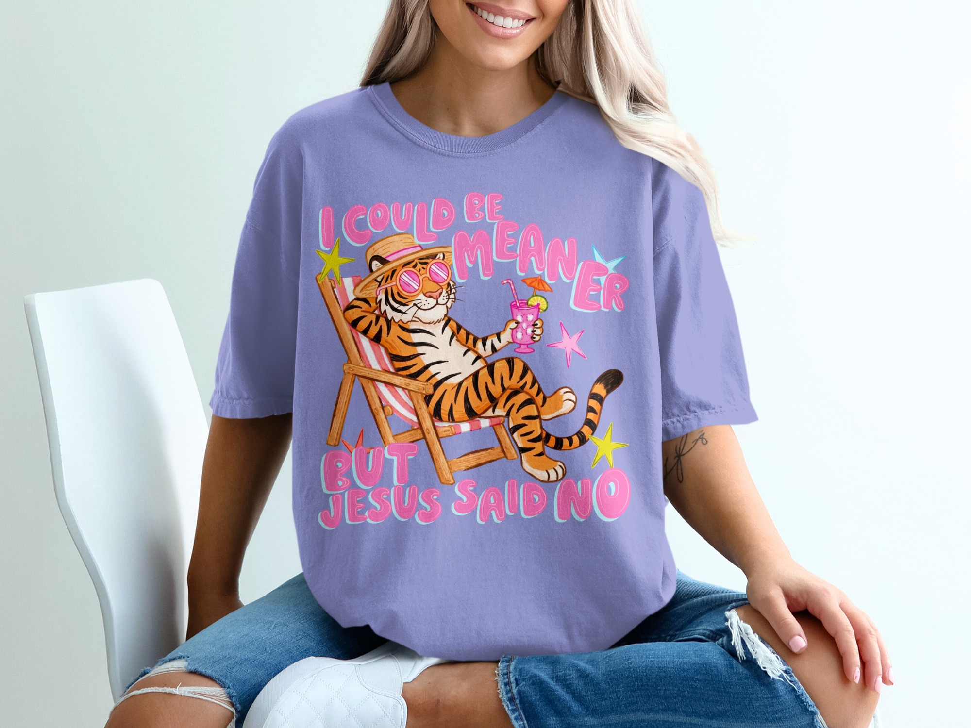 Sarcastic Jesus Said No T-Shirt, Funny Christian Meme Tee, Chill Tiger Vacation Shirt, Witty Faith Humor Gift, Bible Quote Tee - Image 18