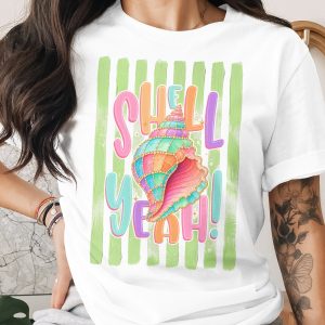 Comfort Colors® Shell Yeah T-Shirt, Vibrant Seashell Beach Tee, Retro Summer Vacation Shirt, Coastal Ocean Lover Gift