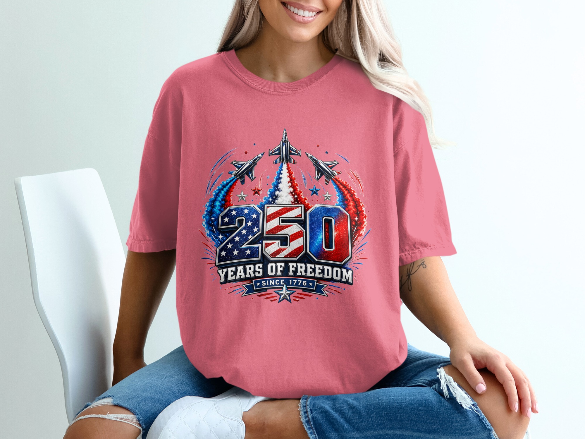 250 Years of Freedom T-Shirt | Patriotic US Independence Day Since 1776 Tee | Military Veteran American History Gift - Image 16
