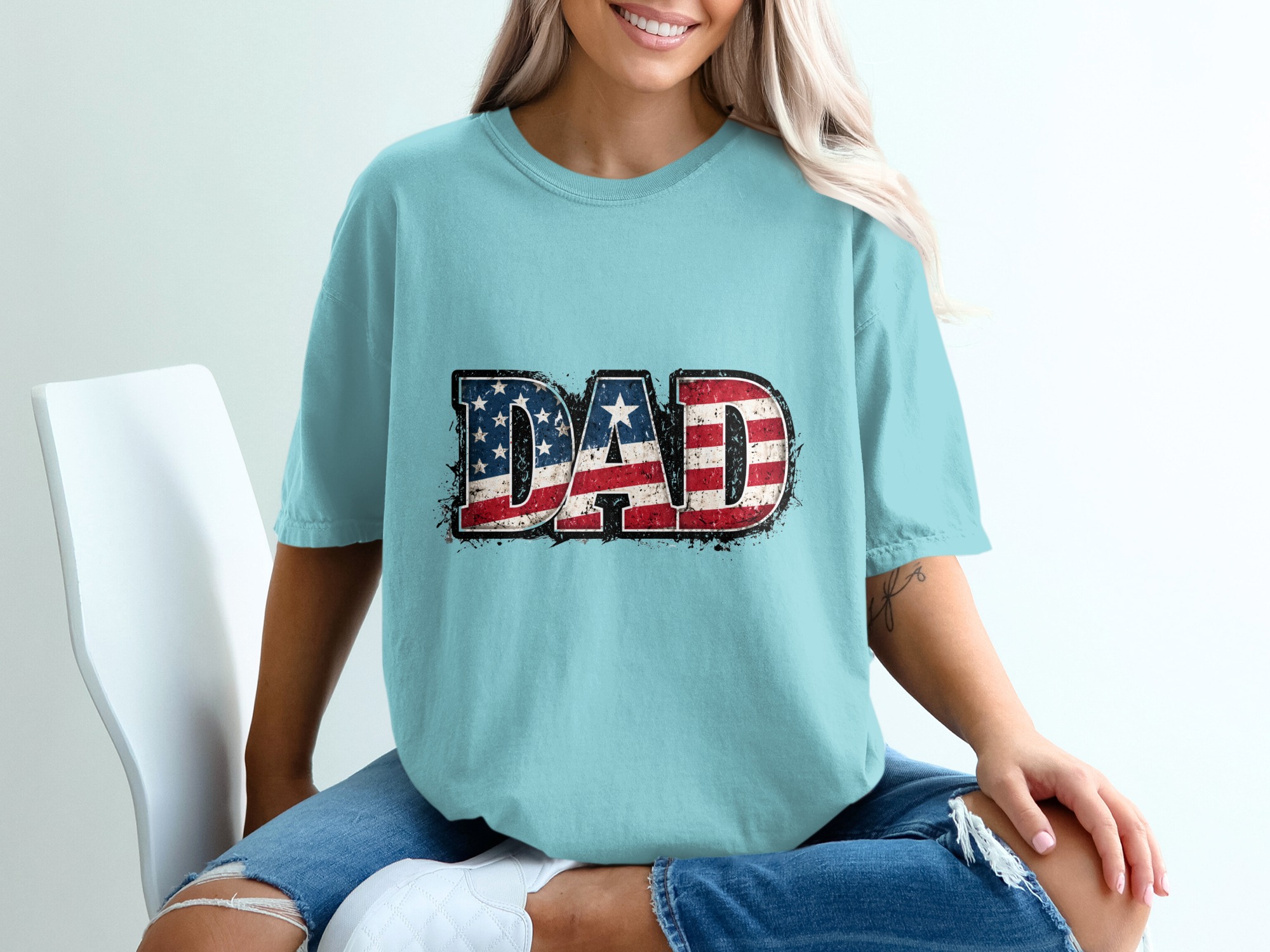 Comfort Colors® Dad T-Shirt, Patriotic American Flag Dad Shirt, Father's Day Gift, Distressed Flag Tee, Fourth of July, Gift for Papa - Image 19