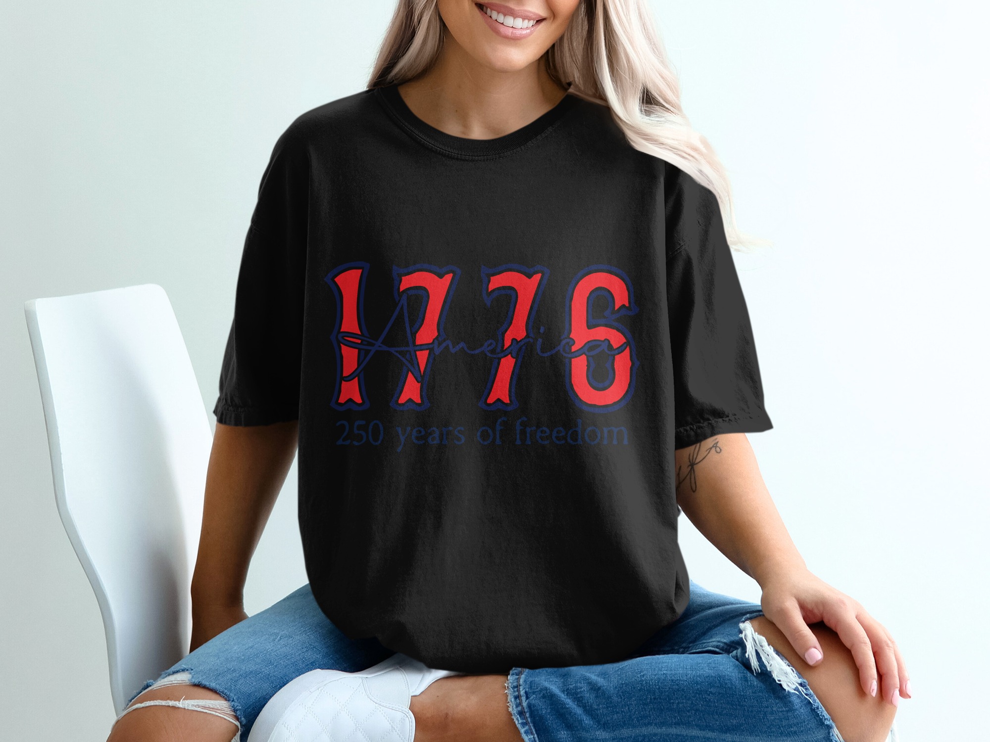 1776 America T-Shirt, 250 Years Freedom Patriotic Tee, Independence Day Gift, USA History Shirt, Fourth of July Apparel - Image 5