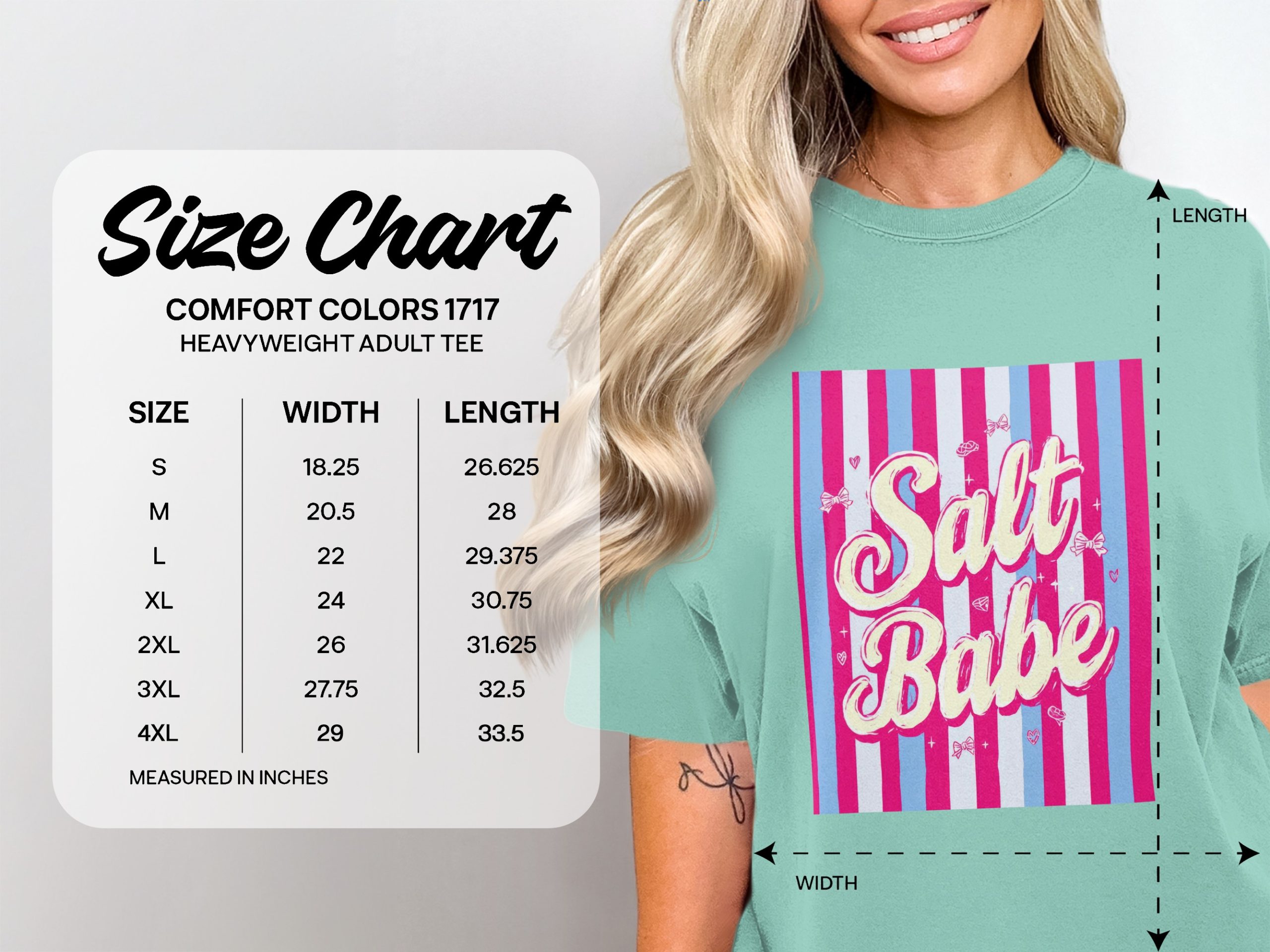Salt Babe T-Shirt, Comfort Colors ® Coquette Aesthetic Tee, Pink & Blue Striped Barbiecore Shirt, Sassy Trendy Gift for Her - Image 4