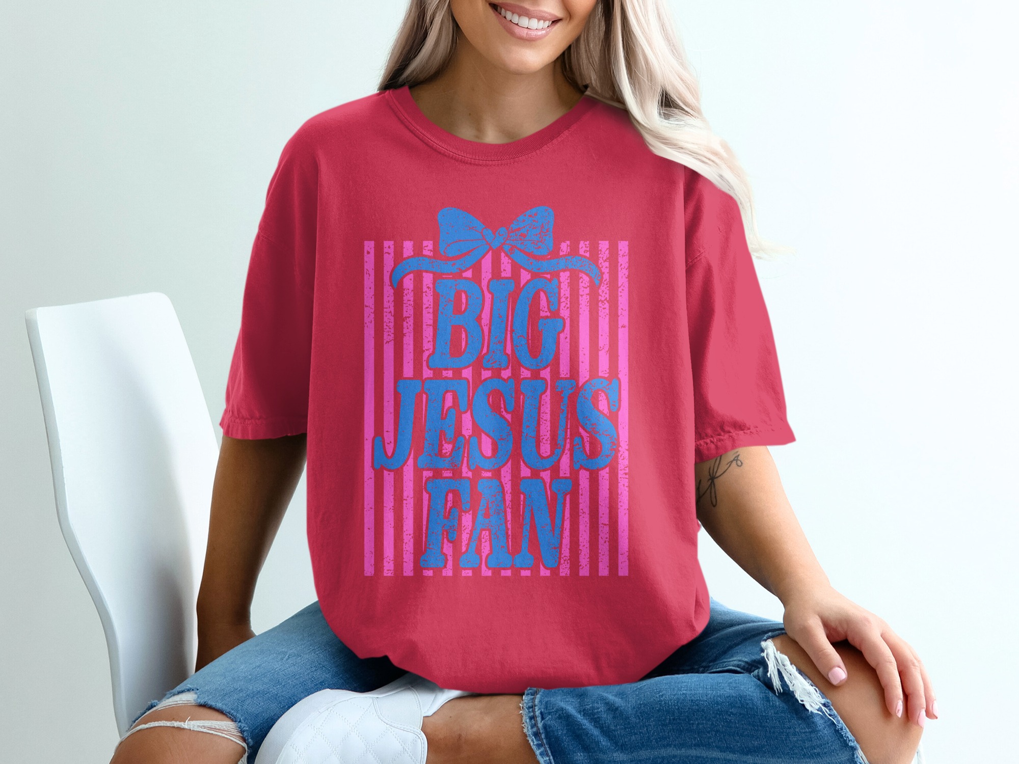 Comfort Colors® Big Jesus Fan T-Shirt, Christian Faith Shirt, Religious Gift for Her, Cute Jesus Tee, Church Outfit, Easter Shirt, Spiritual - Image 14