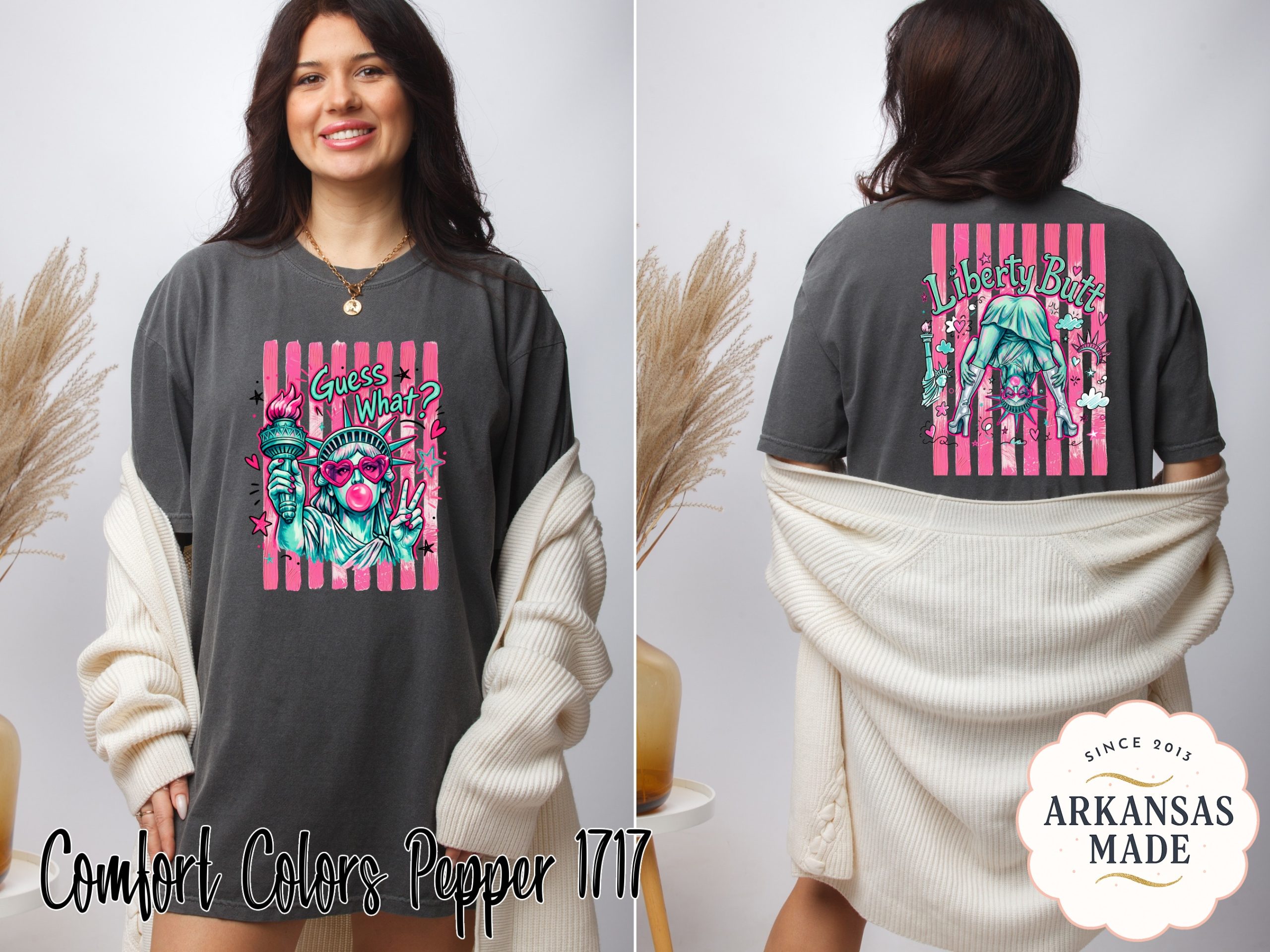 Lady Liberty Comfort Colors ® T-Shirt, Y2K Bubblegum Pop Art Peace Sign Patriotic Tee, Trendy Fun Gift For Her - Image 3
