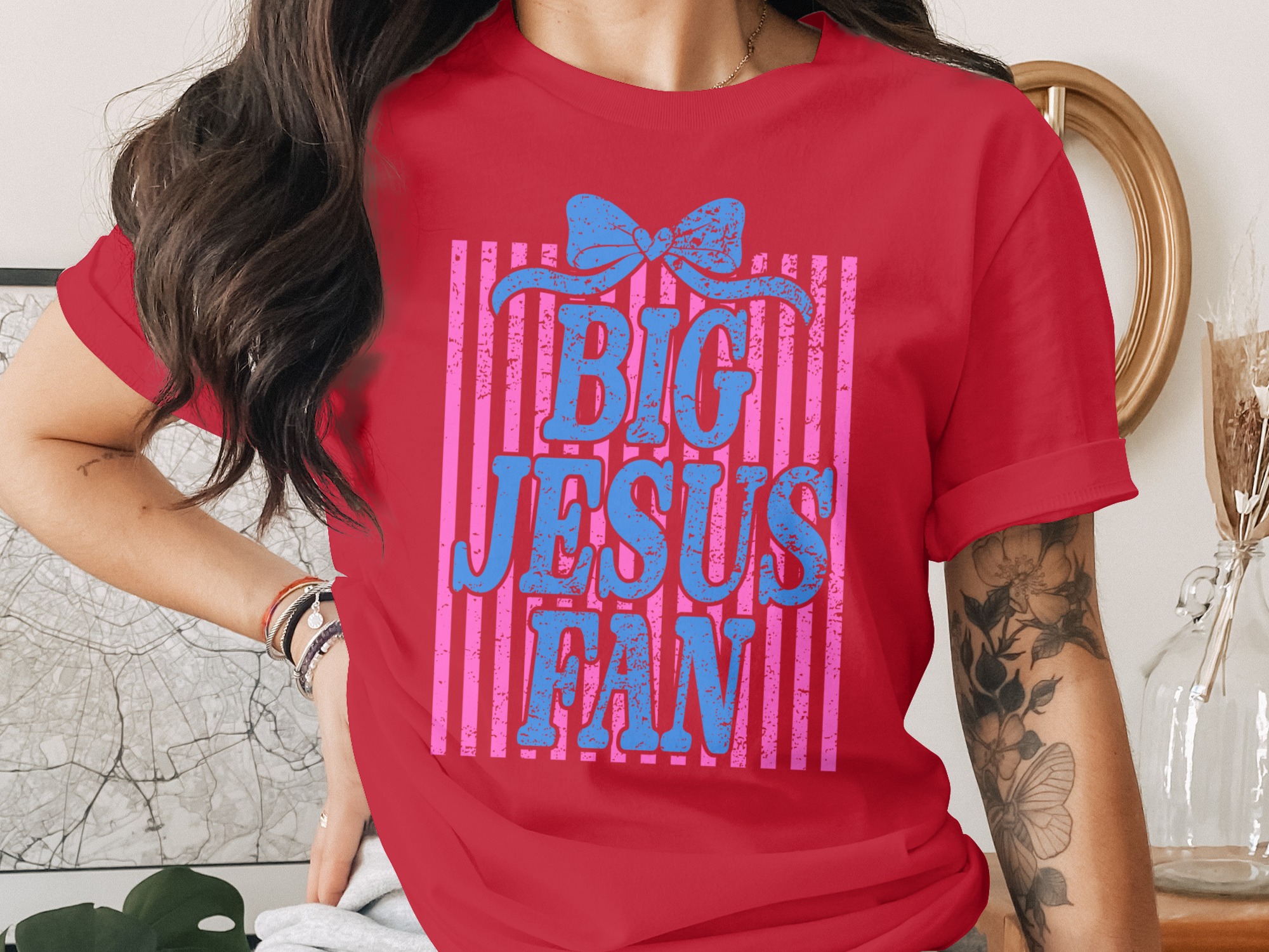 Comfort Colors® Big Jesus Fan T-Shirt, Christian Faith Shirt, Religious Gift for Her, Cute Jesus Tee, Church Outfit, Easter Shirt, Spiritual - Image 4