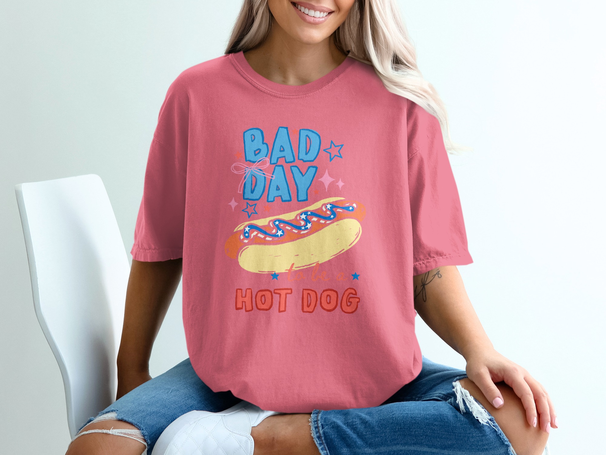Bad Day To Be A Hot Dog Funny Patriotic T-Shirt, 4th of July Summer BBQ Tee, Humorous Foodie Pun Shirt, Grill Master Gift - Image 16