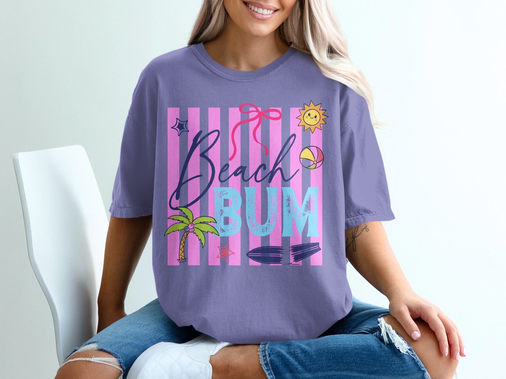 Beach Bum T-Shirt | Retro Summer Vacation Shirt for Women | Cute Beach Lover Tee | Girls Trip Gift Idea | Fun Ocean Vibe Apparel - Image 13