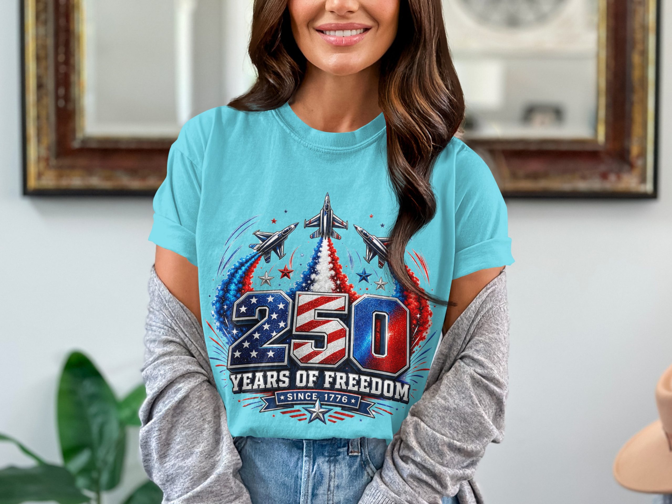 250 Years of Freedom T-Shirt | Patriotic US Independence Day Since 1776 Tee | Military Veteran American History Gift - Image 7