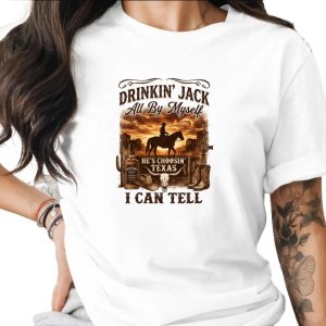 Western Cowboy Texas T-Shirt | Rustic Country Style Graphic Tee for Men & Women | Whiskey Bottle & Bull Skull Design