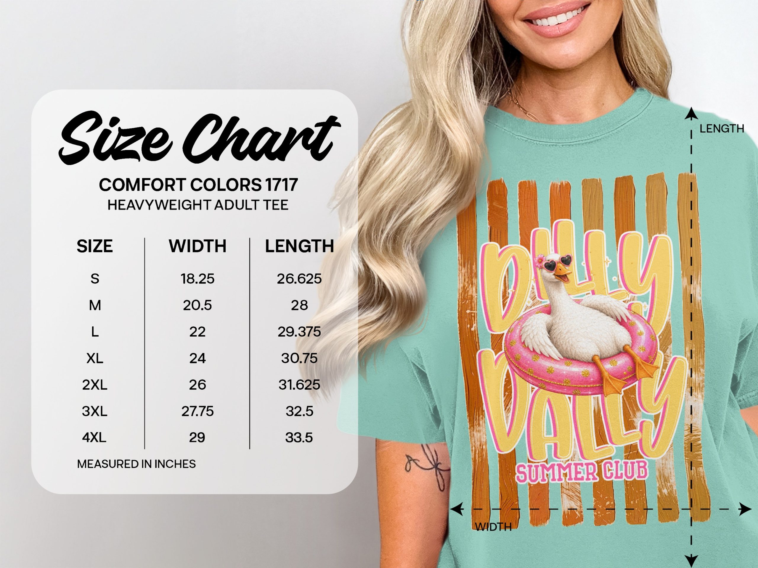 Comfort Colors® Dilly Dally Summer Club T-Shirt, Funny Duck Float Tee, Whimsical Summer Vacation Shirt, Relaxed Animal Lover Gift - Image 6