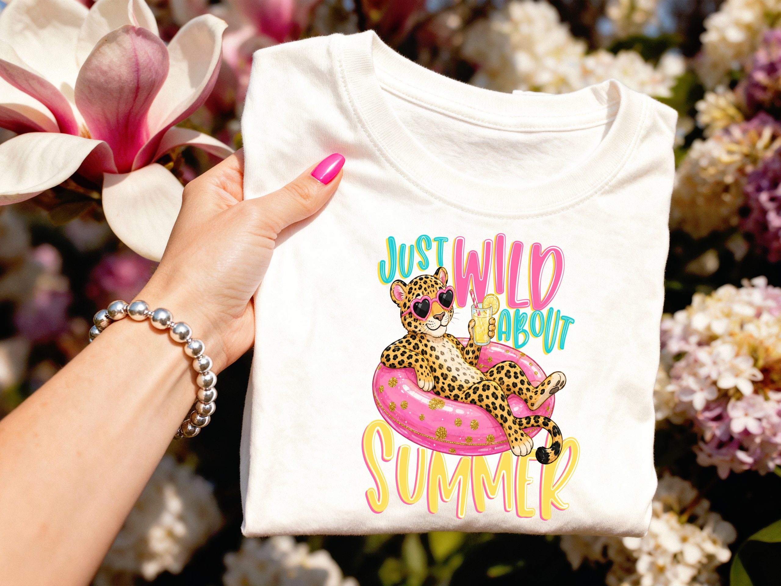Just Wild About Summer T-Shirt, Cute Leopard Print Vacation Tee, Fun Cheetah Pool Float Shirt, Y2K Summer Vibes Gift for Her - Image 3