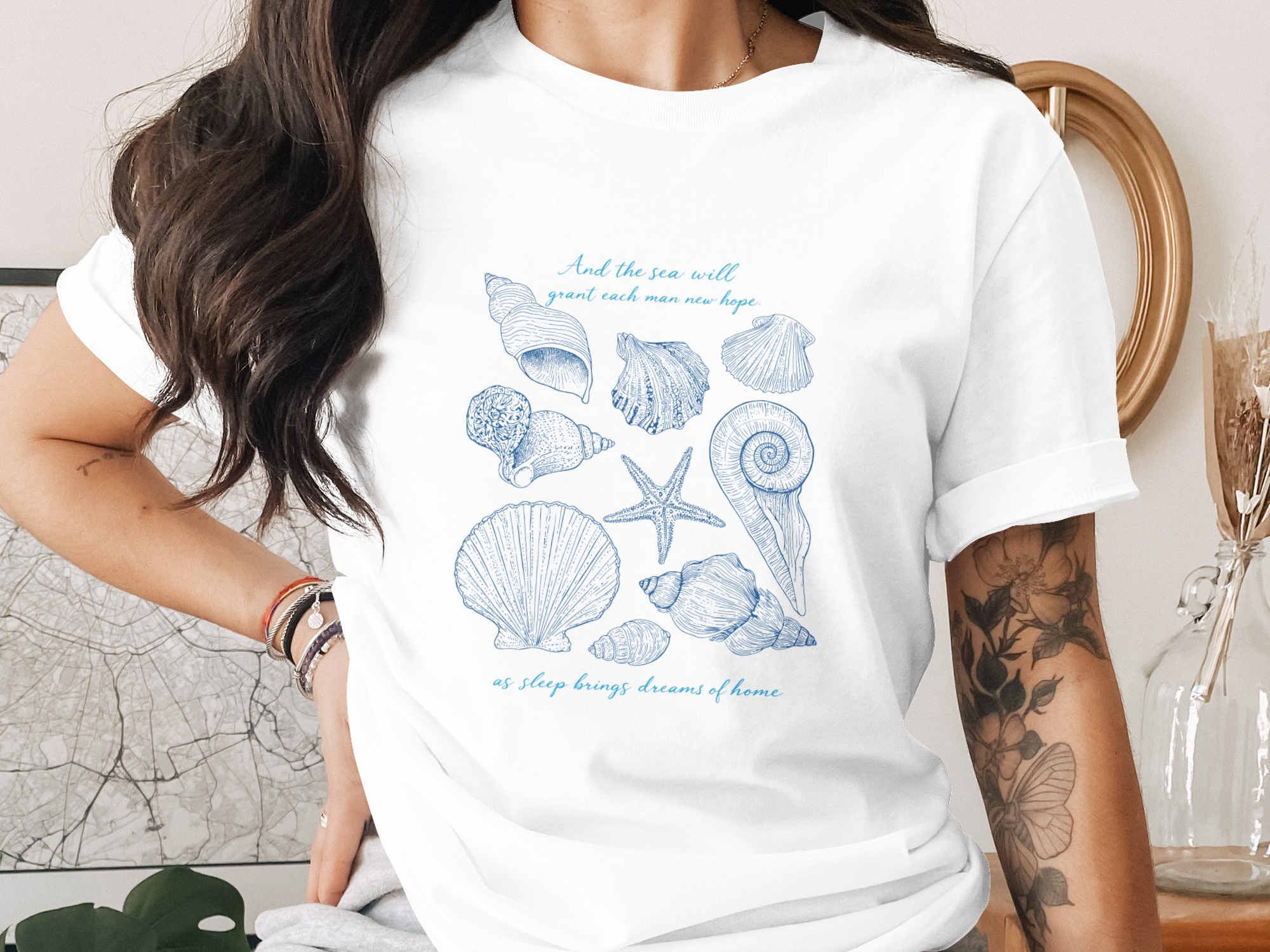 Coastal Seashell T-Shirt, Comfort Colors ®, Ocean Lover Beach Vacation Tee, Sea Quote Top, Marine Life Art, Nautical Aesthetic Shirt