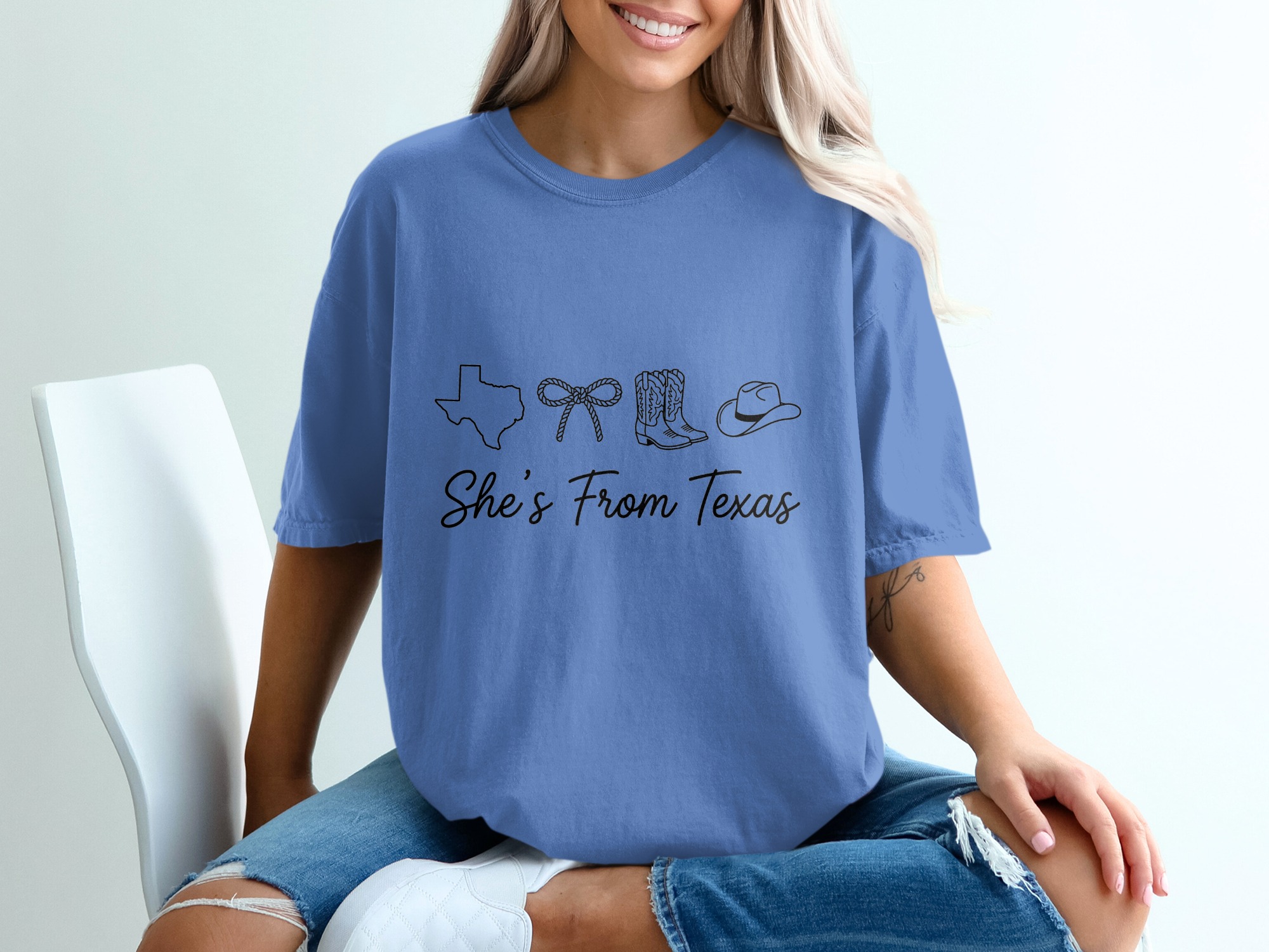 She's From Texas T-Shirt, Texas Outline Cowgirl Boots Hat Rope Bow Western Tee, Southern Pride Gift for Her, Country Girl Shirt - Image 20