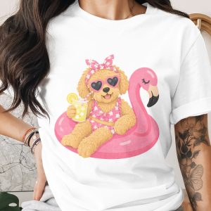 Happy Dog Flamingo Float Summer T-Shirt