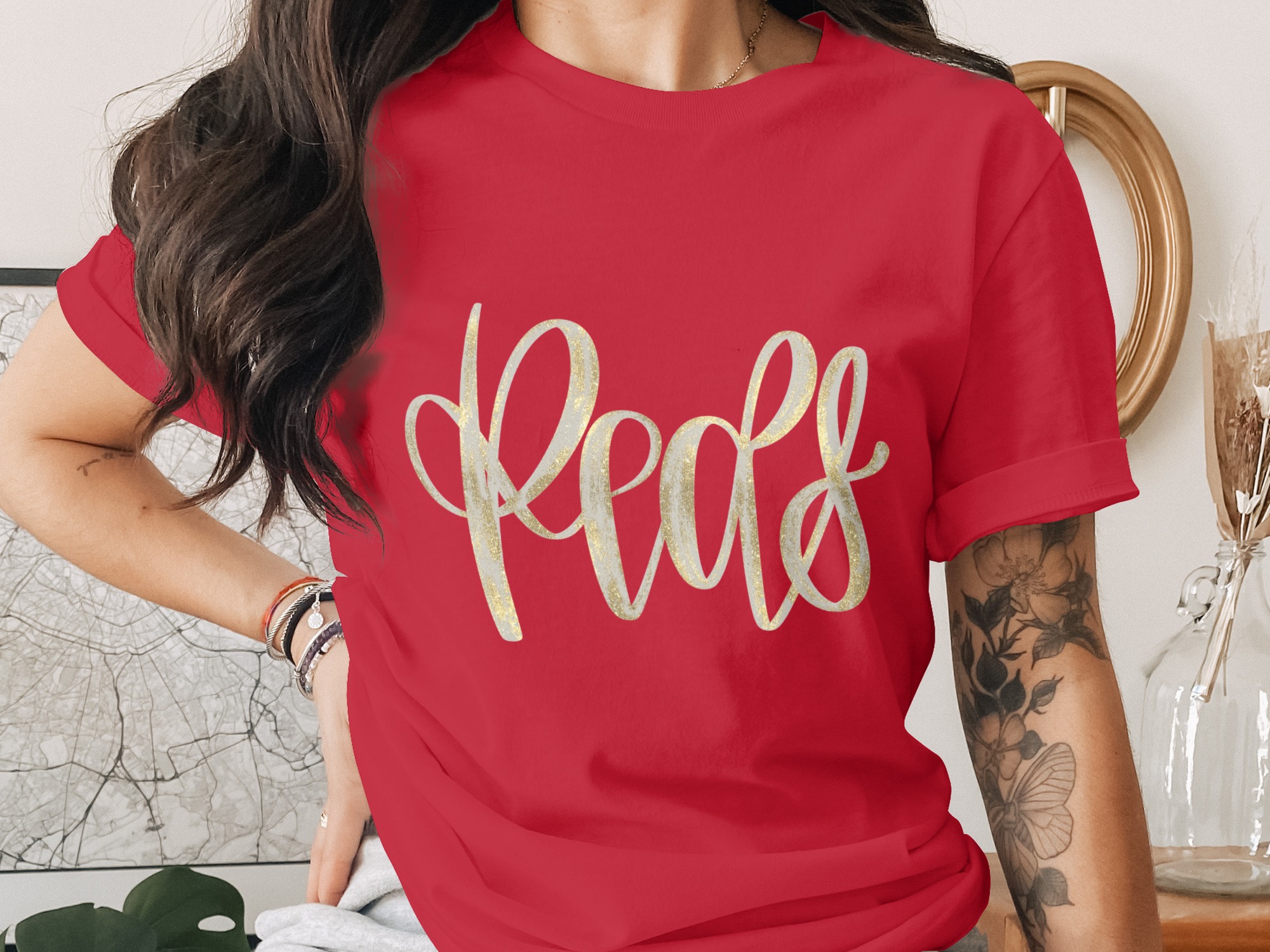 Peace T-Shirt, Faux Gold Glitter Script Tee, Inspirational Message Top, Positive Vibe Shirt for Her, Elegant Casual Gift - Image 4