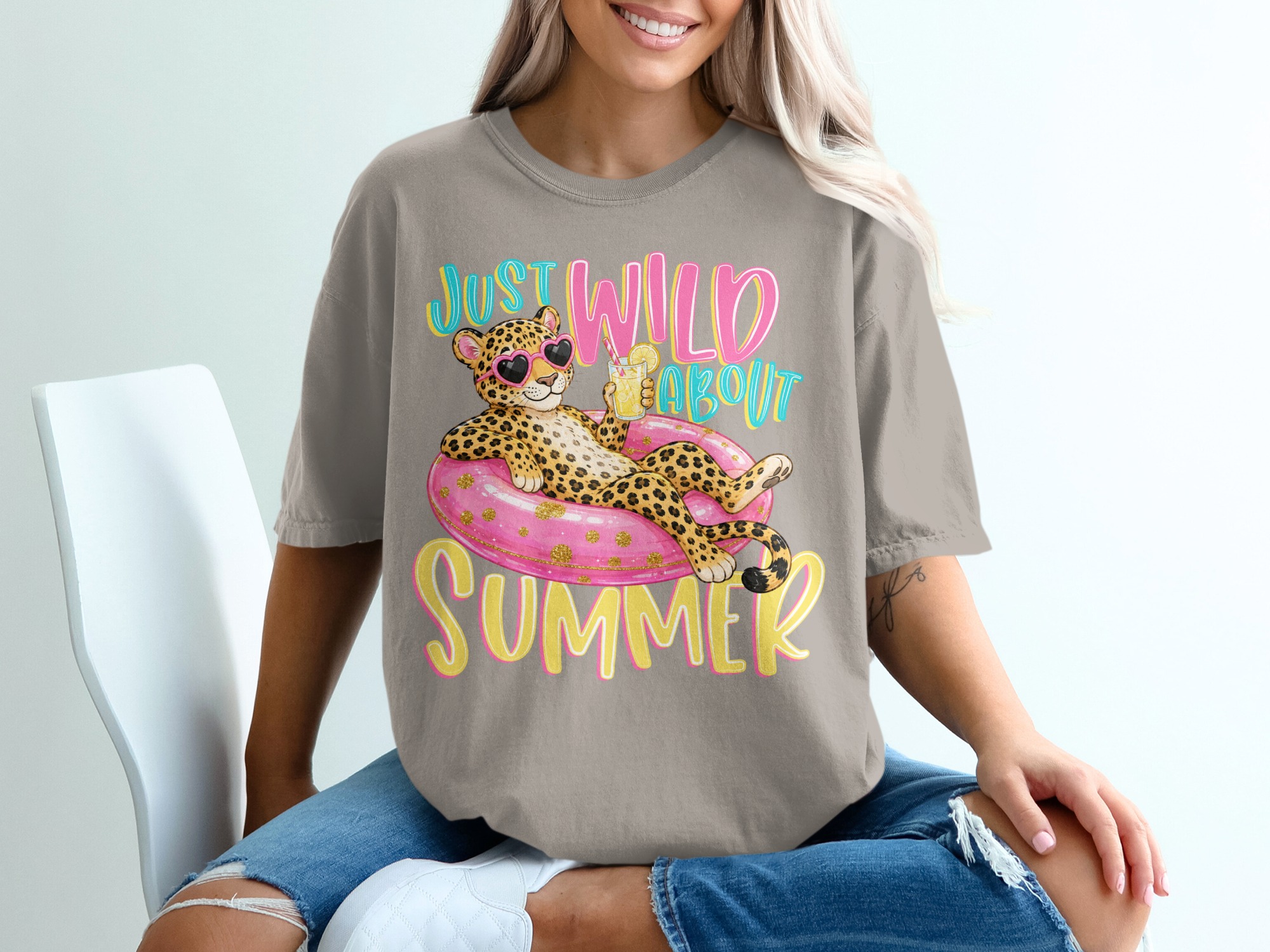 Just Wild About Summer T-Shirt, Cute Leopard Print Vacation Tee, Fun Cheetah Pool Float Shirt, Y2K Summer Vibes Gift for Her - Image 11