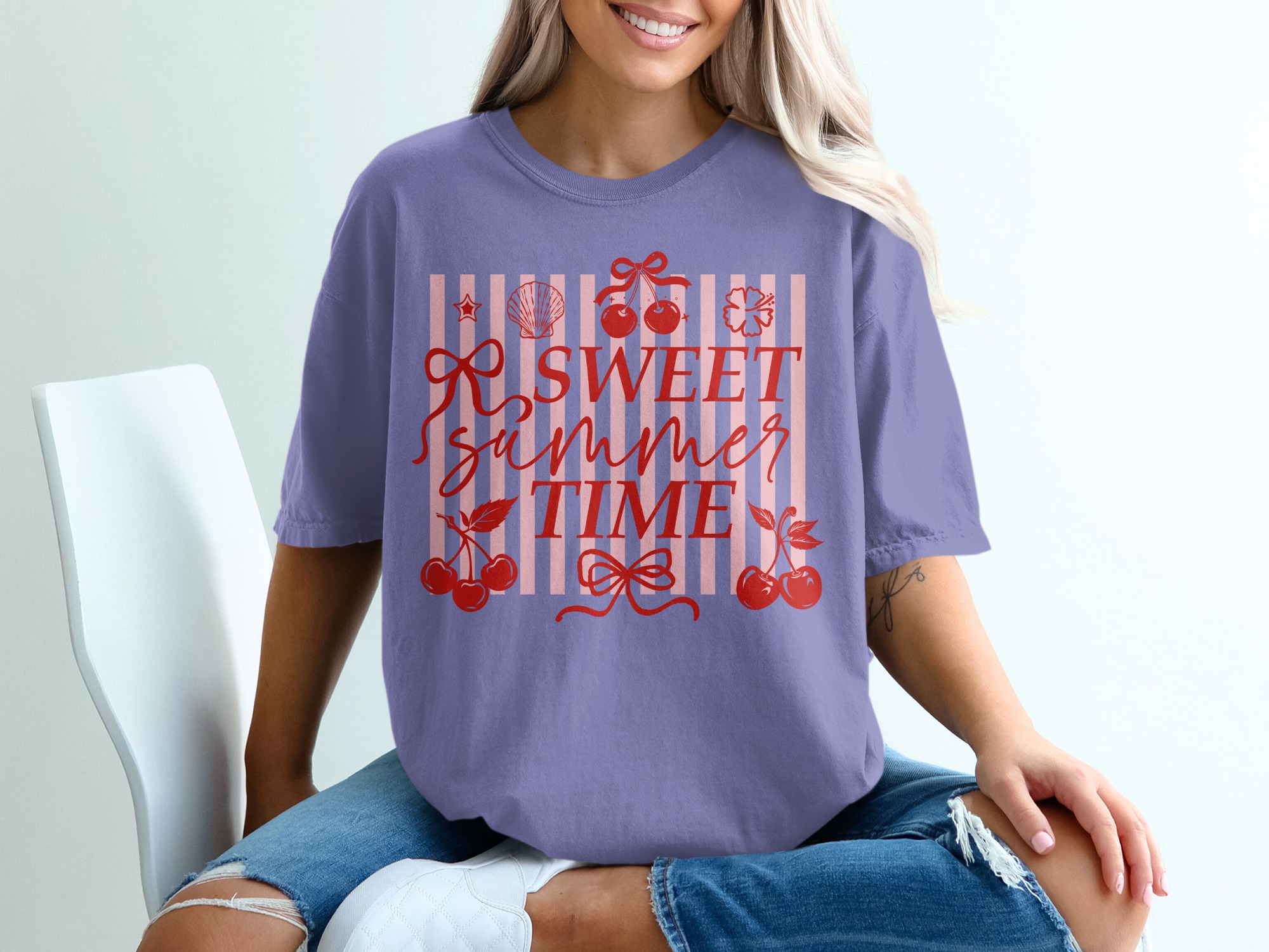 Sweet Summer Time Cherry T-Shirt, Retro Summer Vacation Tee, Cute Coquette Aesthetic Beach Vibes Shirt, Gift For Her - Image 13