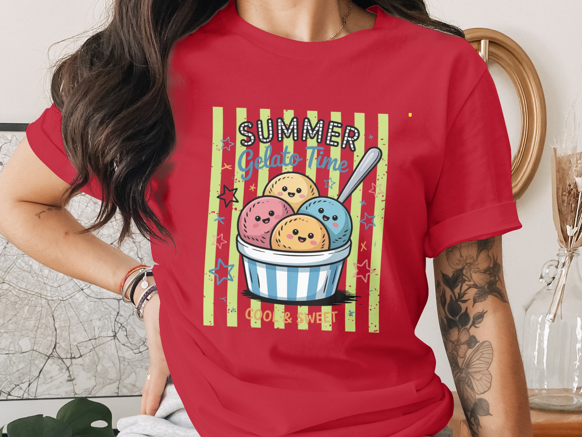 Comfort Colors® Summer Gelato Time T-Shirt, Cute Ice Cream Scoop Shirt, Kawaii Dessert Lover Tee, Foodie Vacation Gift, Sweet Apparel - Image 4