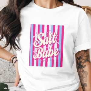 Salt Babe T-Shirt, Comfort Colors ® Coquette Aesthetic Tee, Pink & Blue Striped Barbiecore Shirt, Sassy Trendy Gift for Her