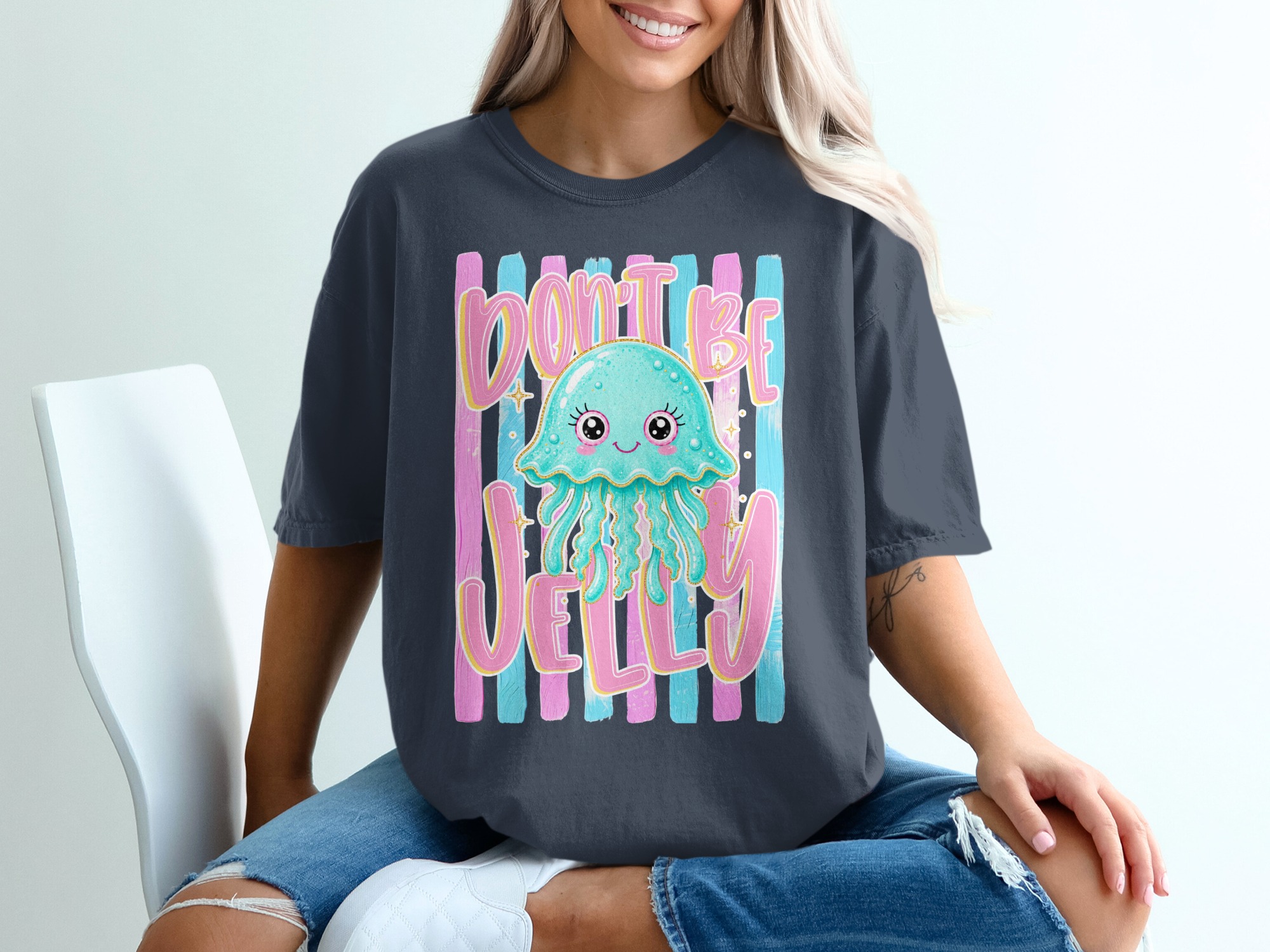 Comfort Colors ® Don't Be Jelly T-Shirt, Cute Kawaii Jellyfish Tee, Positive Vibes, Summer Ocean Lover Gift, Aesthetic Girl Shirt, Trendy - Image 12