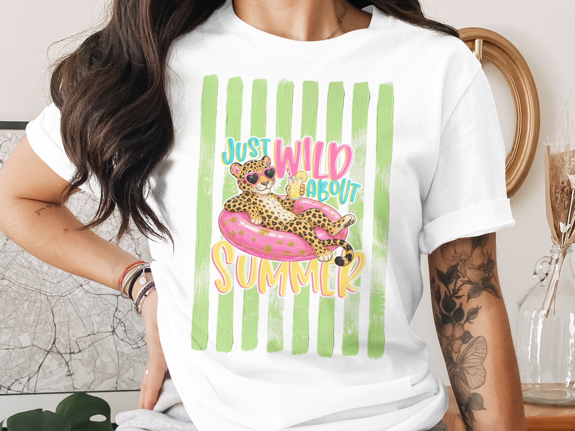 Comfort Colors® Just Wild About Summer T-Shirt, Leopard Graphic Tee, Trendy Cheetah Vacation Shirt, Cute Summer Beach Trip Top