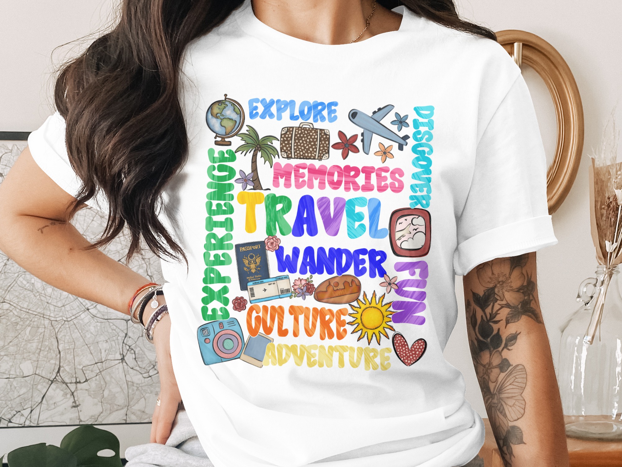 Wanderlust Travel T-Shirt | Adventure Seeker Explore Discover Experience Tee | Vacation Trip Gift For Globetrotter