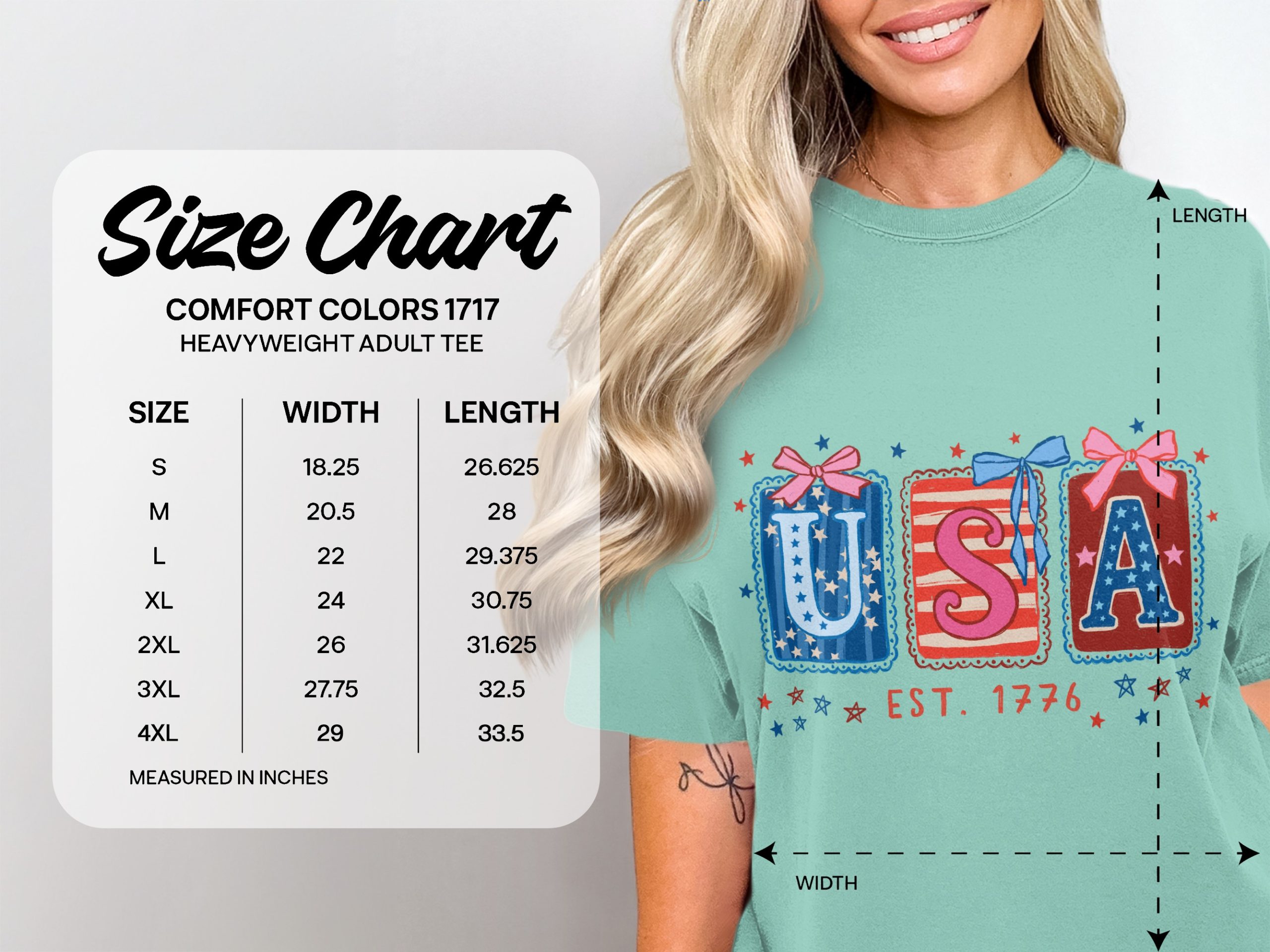 Patriotic USA Est 1776 T-Shirt, Whimsical Americana Tee, Fourth of July Top, Vintage Independence Day Shirt for Her, Cute Stars & Stripes - Image 6