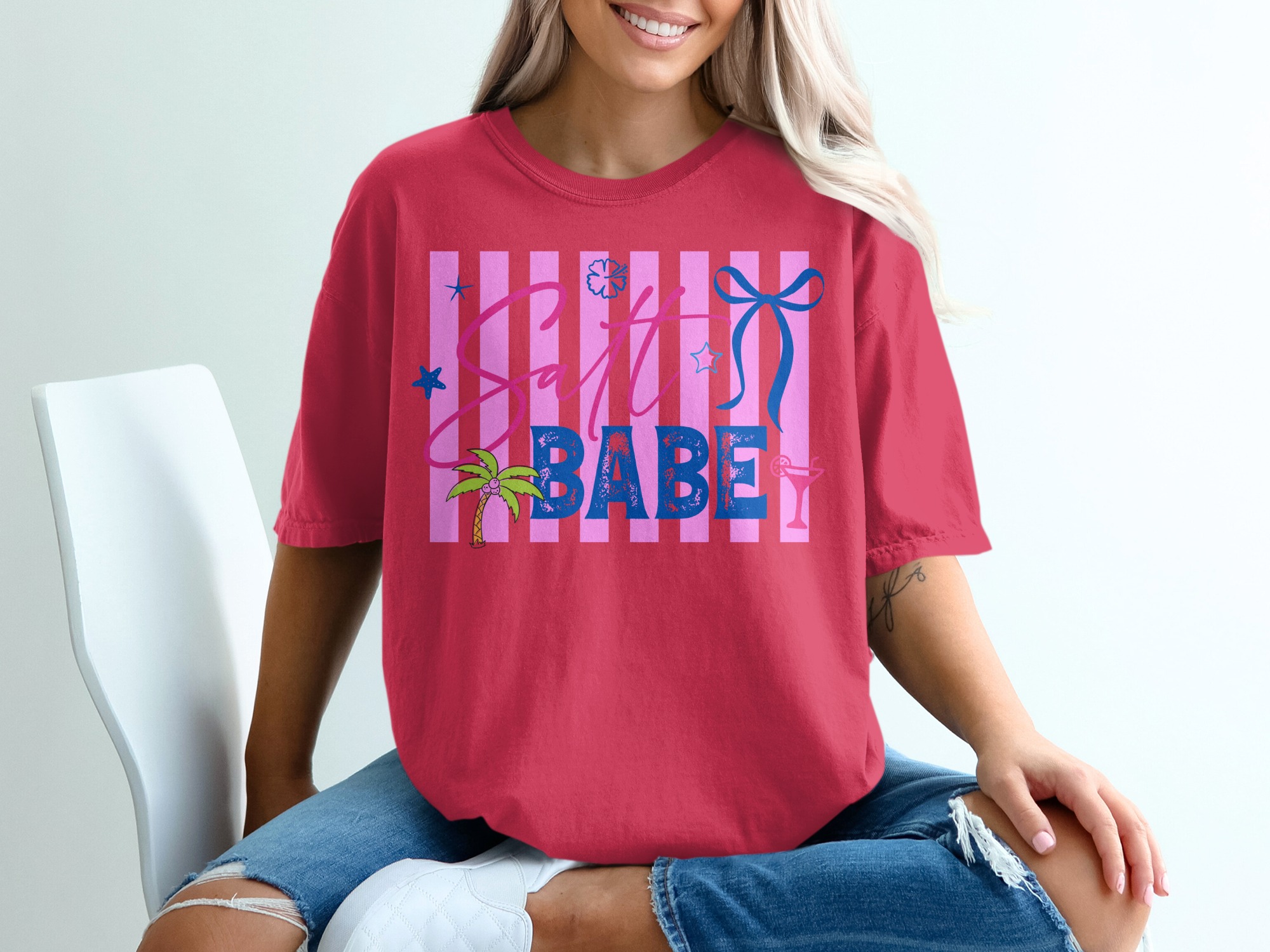 Salt Babe T-Shirt, Beach Lover Gift, Trendy Summer Vacation Tee, Coastal Cowgirl Vibe, Tropical Resort Wear Shirt for Her - Image 14