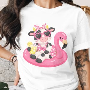 Summer Cow Flamingo Float T-Shirt