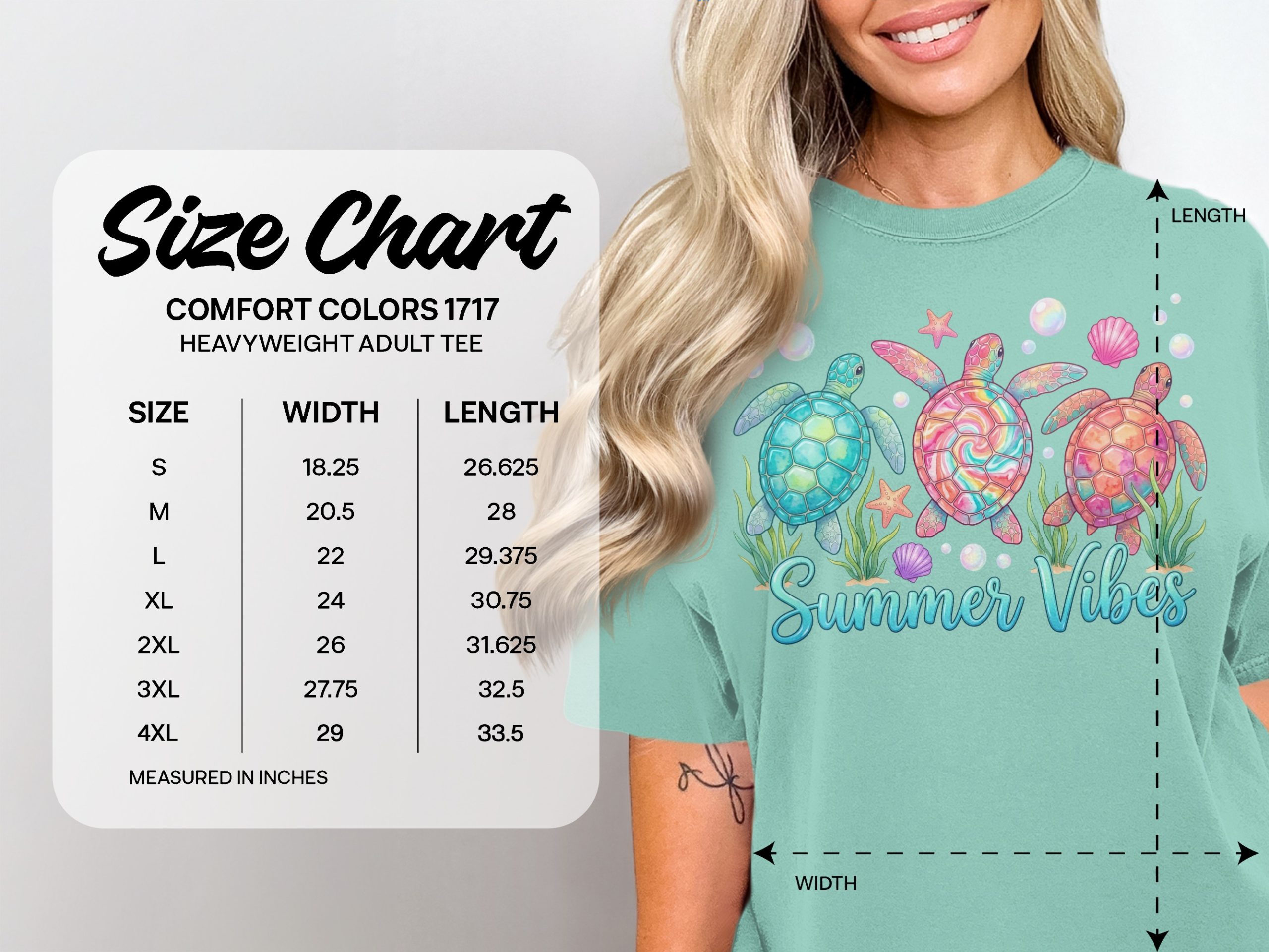 Summer Vibes T-Shirt, Comfort Colors® Sea Turtle Ocean Tee, Coastal Beach Vacation Shirt, Aesthetic Marine Life Gift for Her - Image 4