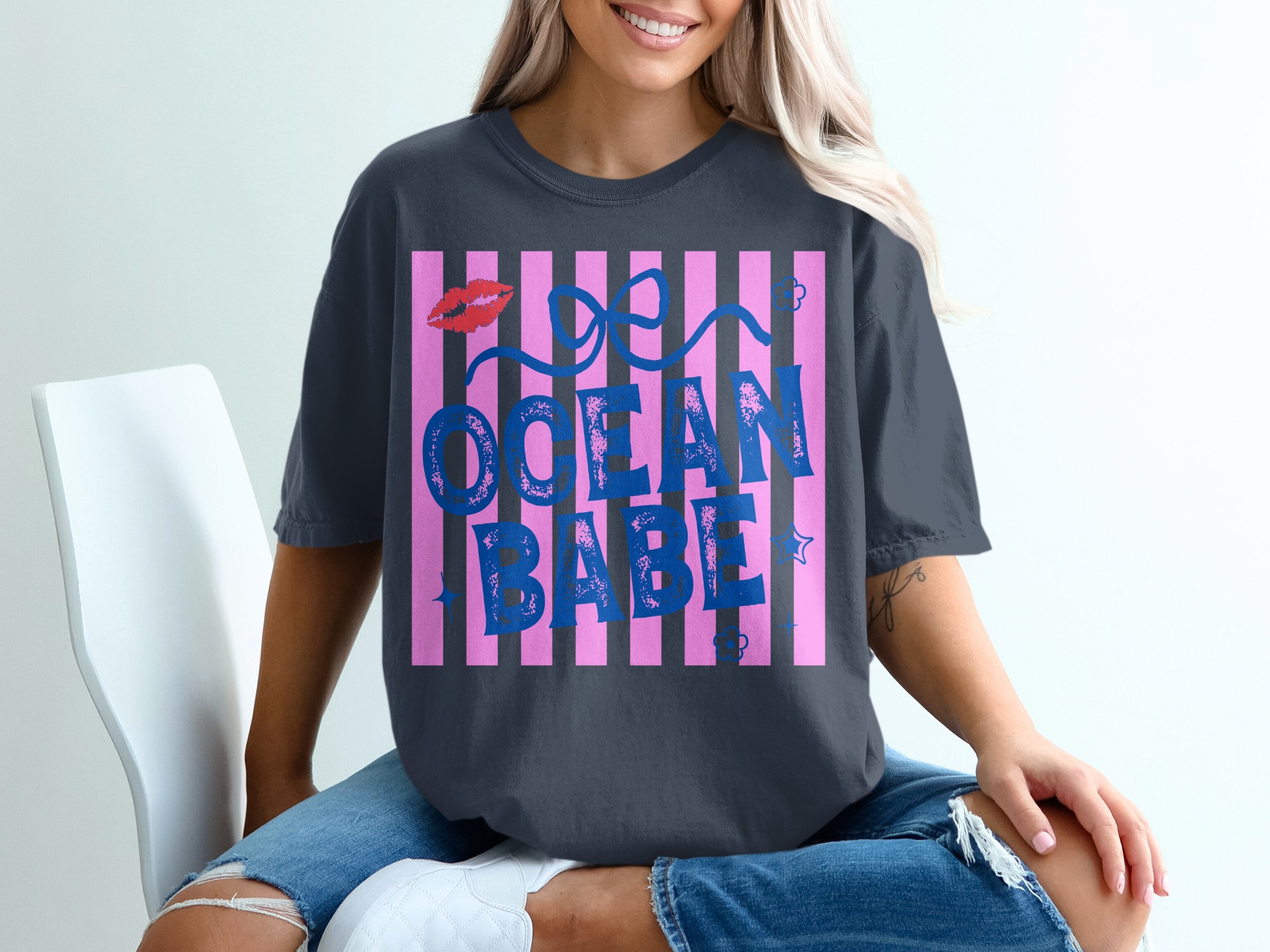 Ocean Babe T-Shirt, Y2K Beach Vacation Tee, Trendy Summer Shirt for Her, Coastal Aesthetic Top, Fun Bachelorette Trip Gift - Image 12