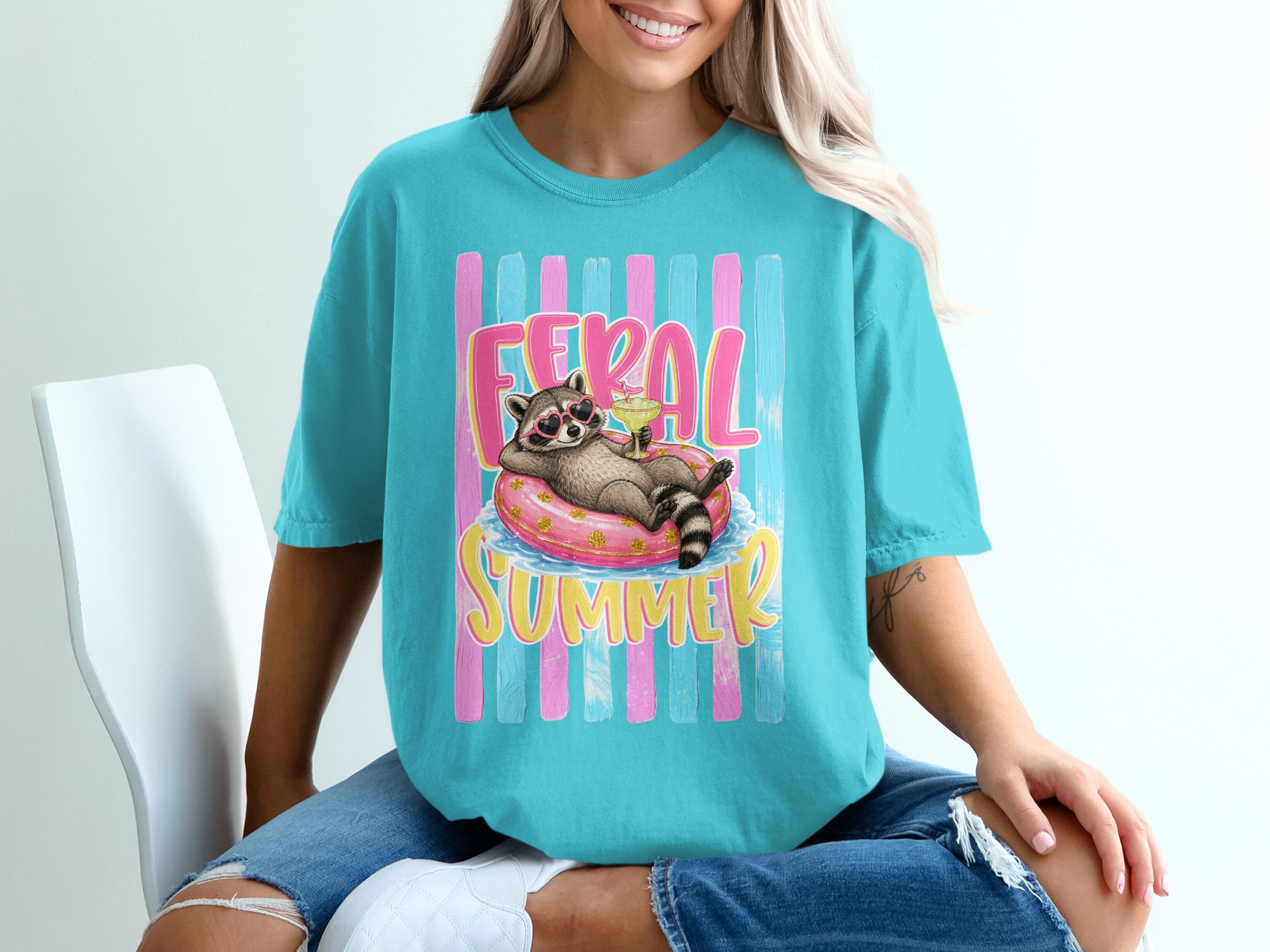 Comfort Colors ® Feral Summer Raccoon T-Shirt, Funny Margarita Raccoon Tee, Summer Vacation Animal Lover Gift, Quirky Beachy Shirt for Her - Image 9