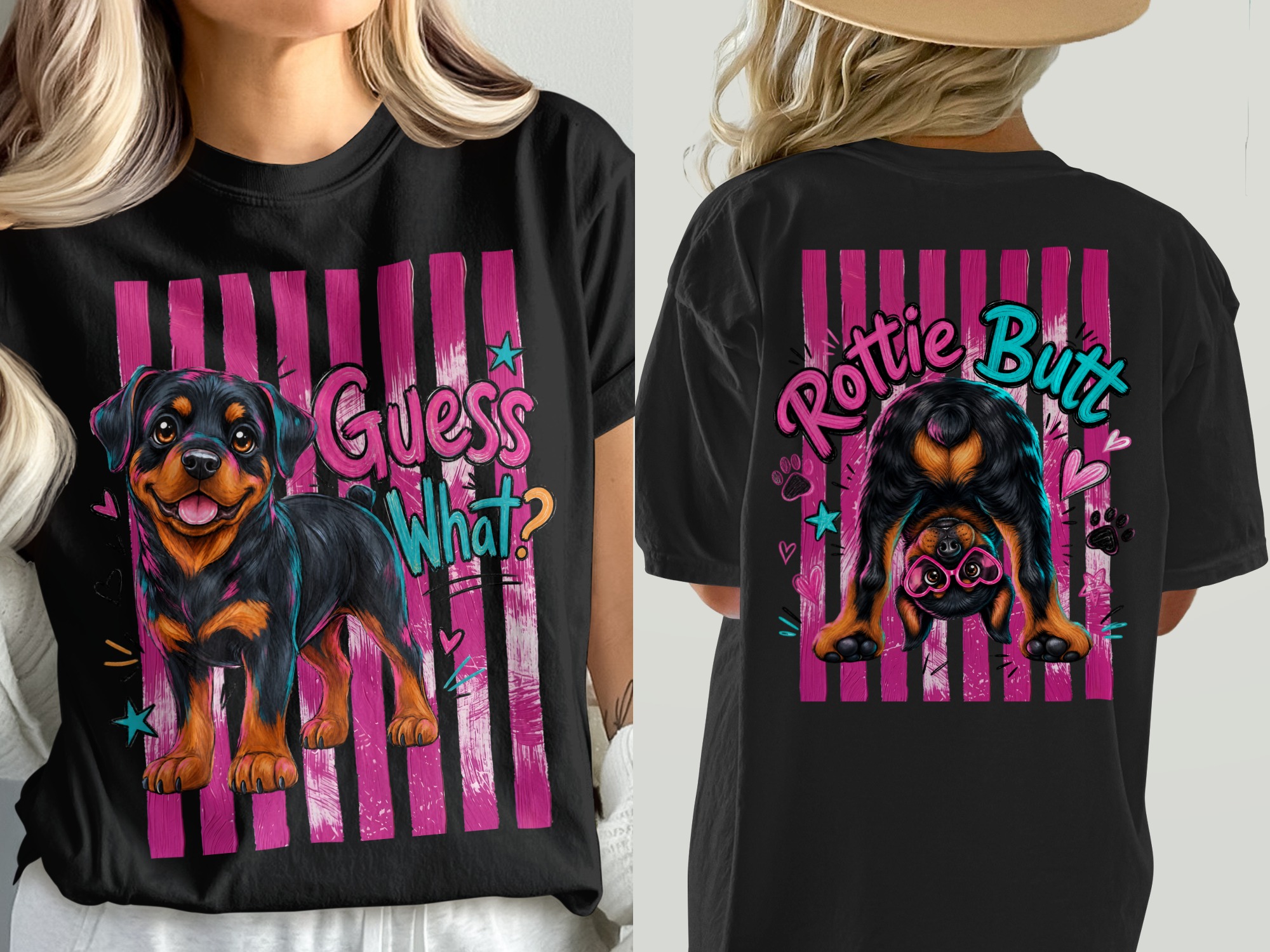 Rottweiler Puppy 'Guess What?' Comfort Colors ® T-Shirt | Cute Dog Lover Gift | Y2K Pink Grunge Tee - Image 5