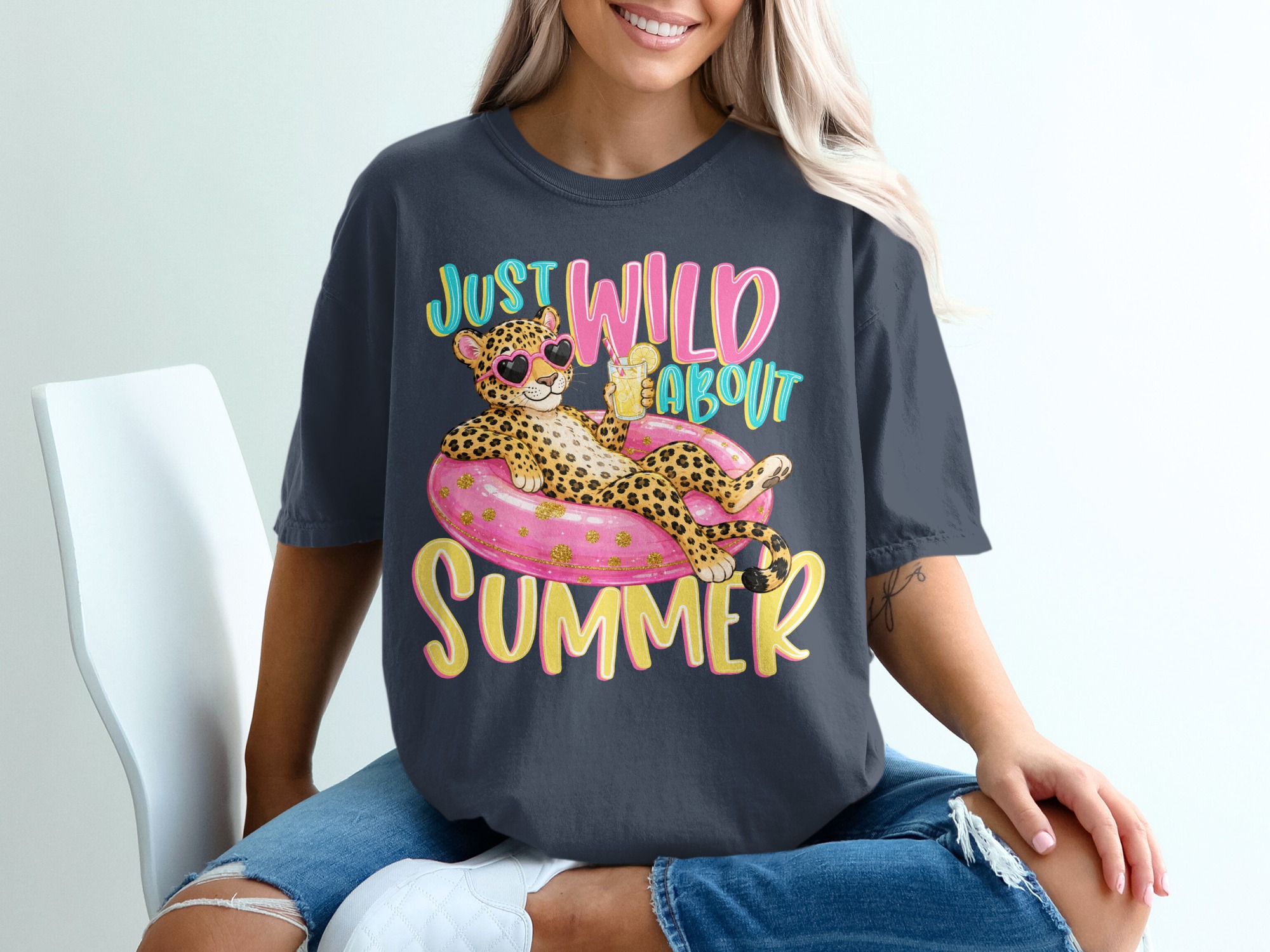 Just Wild About Summer T-Shirt, Cute Leopard Print Vacation Tee, Fun Cheetah Pool Float Shirt, Y2K Summer Vibes Gift for Her - Image 12