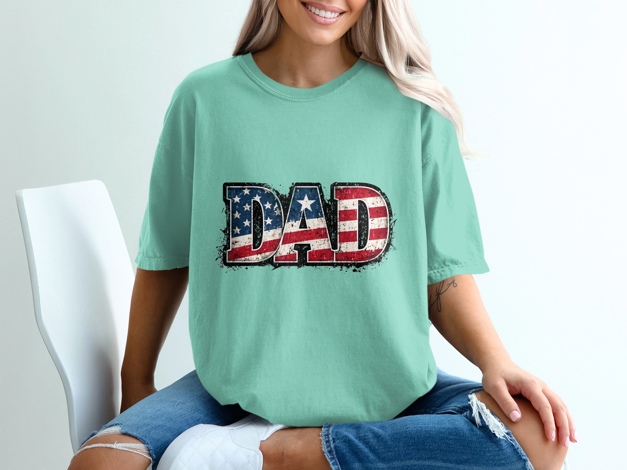 Comfort Colors® Dad T-Shirt, Patriotic American Flag Dad Shirt, Father's Day Gift, Distressed Flag Tee, Fourth of July, Gift for Papa - Image 10