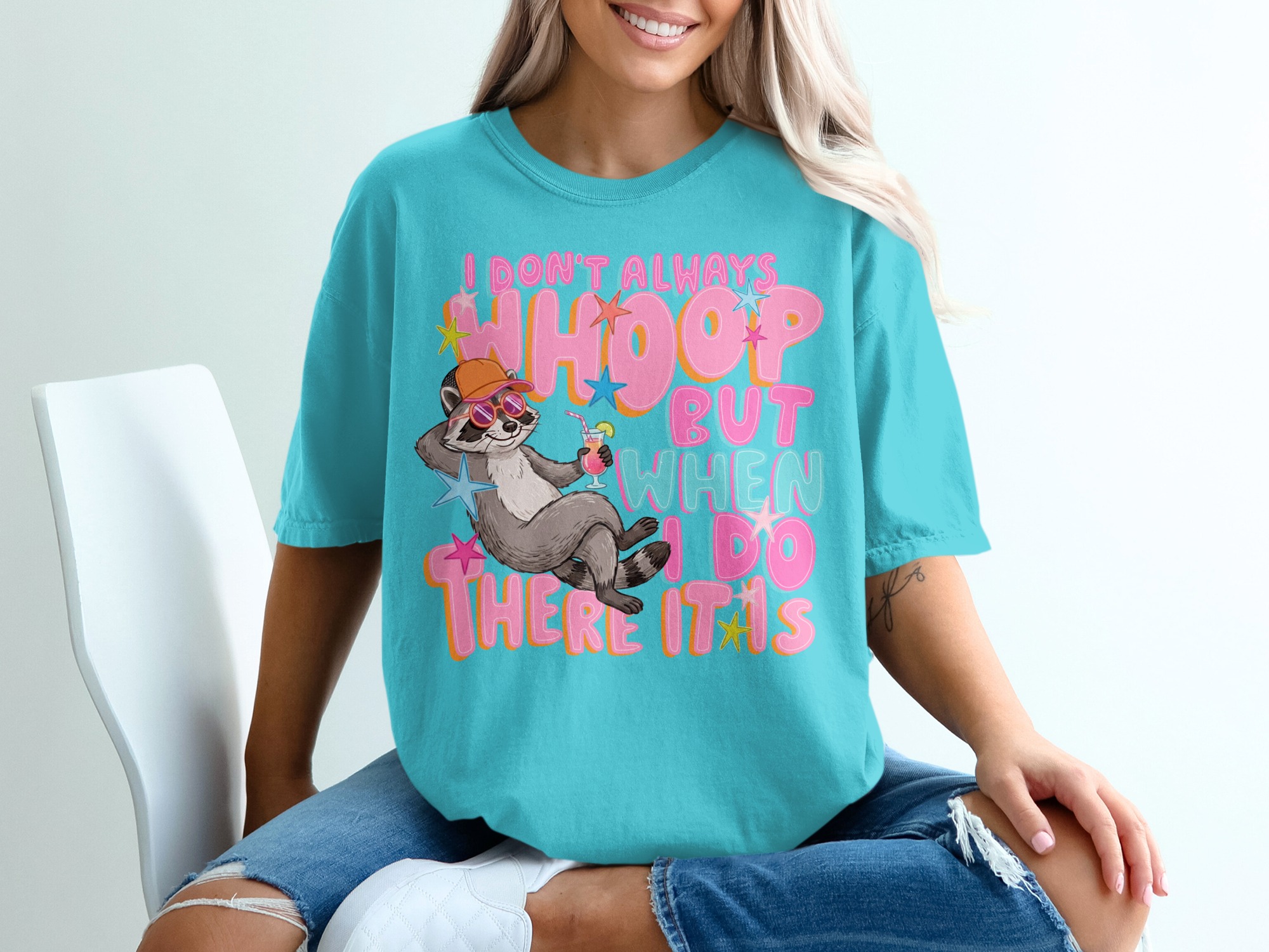 I Don't Always Whoop T-Shirt, Funny Raccoon Retro Party Tee, Girls Trip Vacation Shirt, Humorous Whoop It Up Gift for Her - Image 9