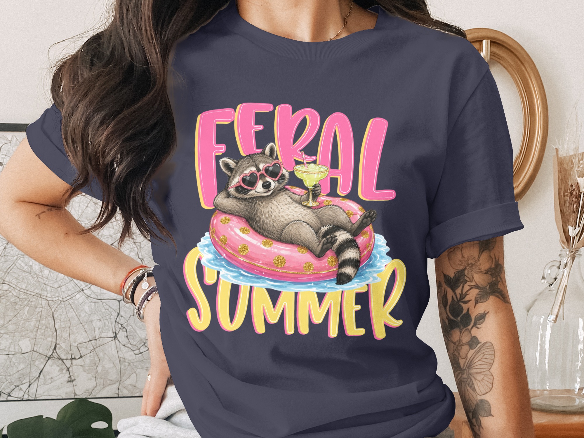 Feral Summer Raccoon T-Shirt, Funny Animal Lover Tee, Vacation Mode Shirt, Unbothered Raccoon Gift for Her, Cute Graphic Top - Image 3