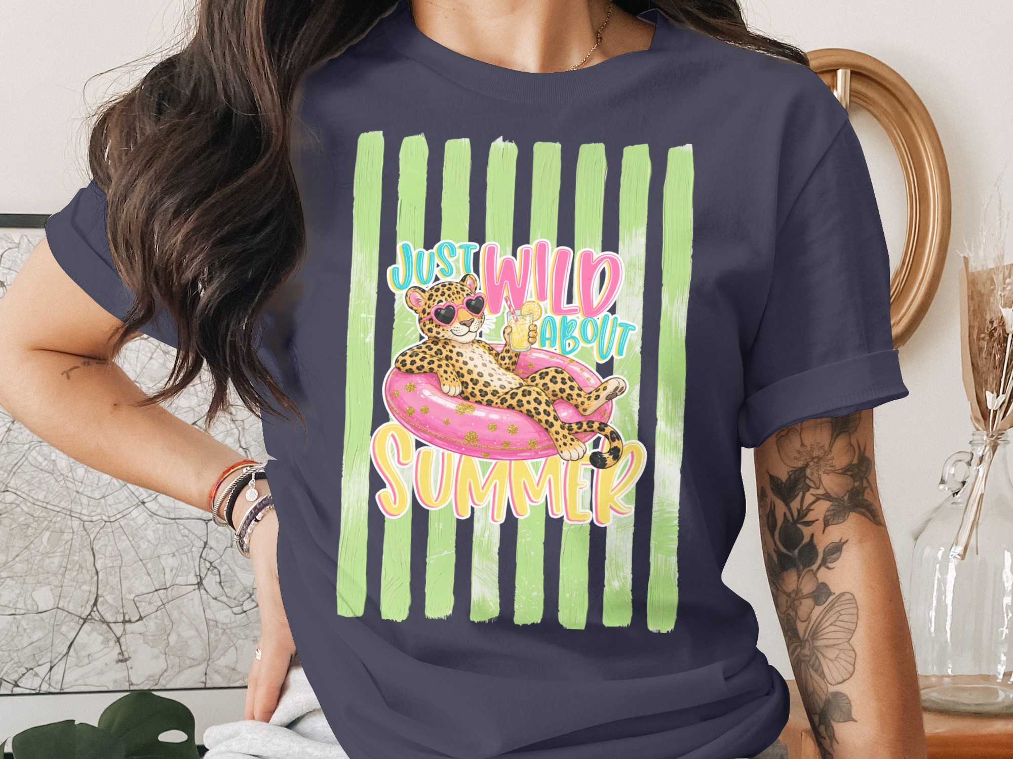 Comfort Colors® Just Wild About Summer T-Shirt, Leopard Graphic Tee, Trendy Cheetah Vacation Shirt, Cute Summer Beach Trip Top - Image 3
